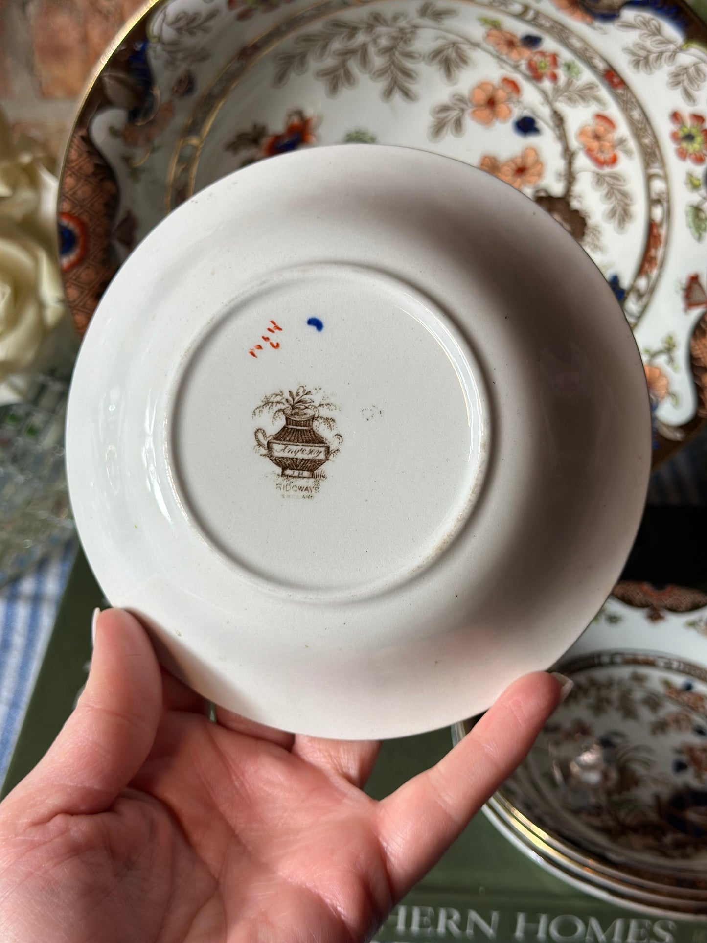 Antique "ANGLESEY" Serving Bowl + 4 Berry Bowls Set, Excellent Condition!