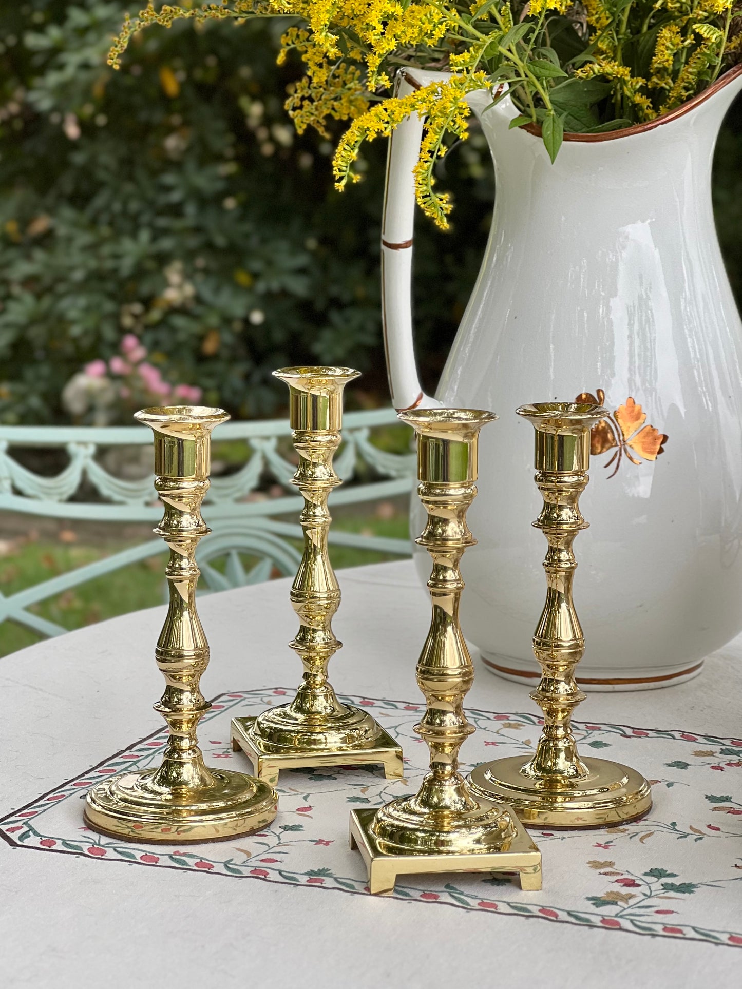 Beautiful Set (4) Vintage Brass Candlesticks