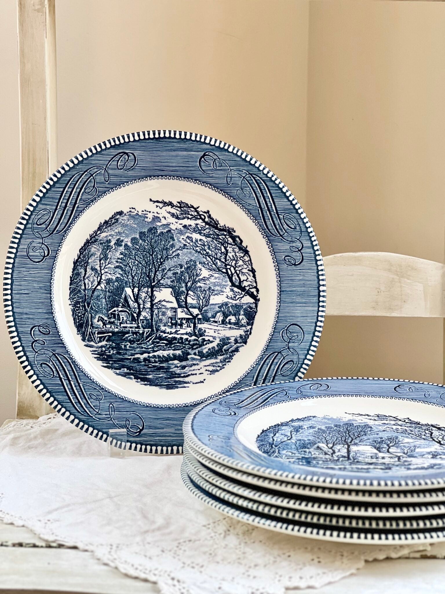 Currier and ives plates shop the old grist mill