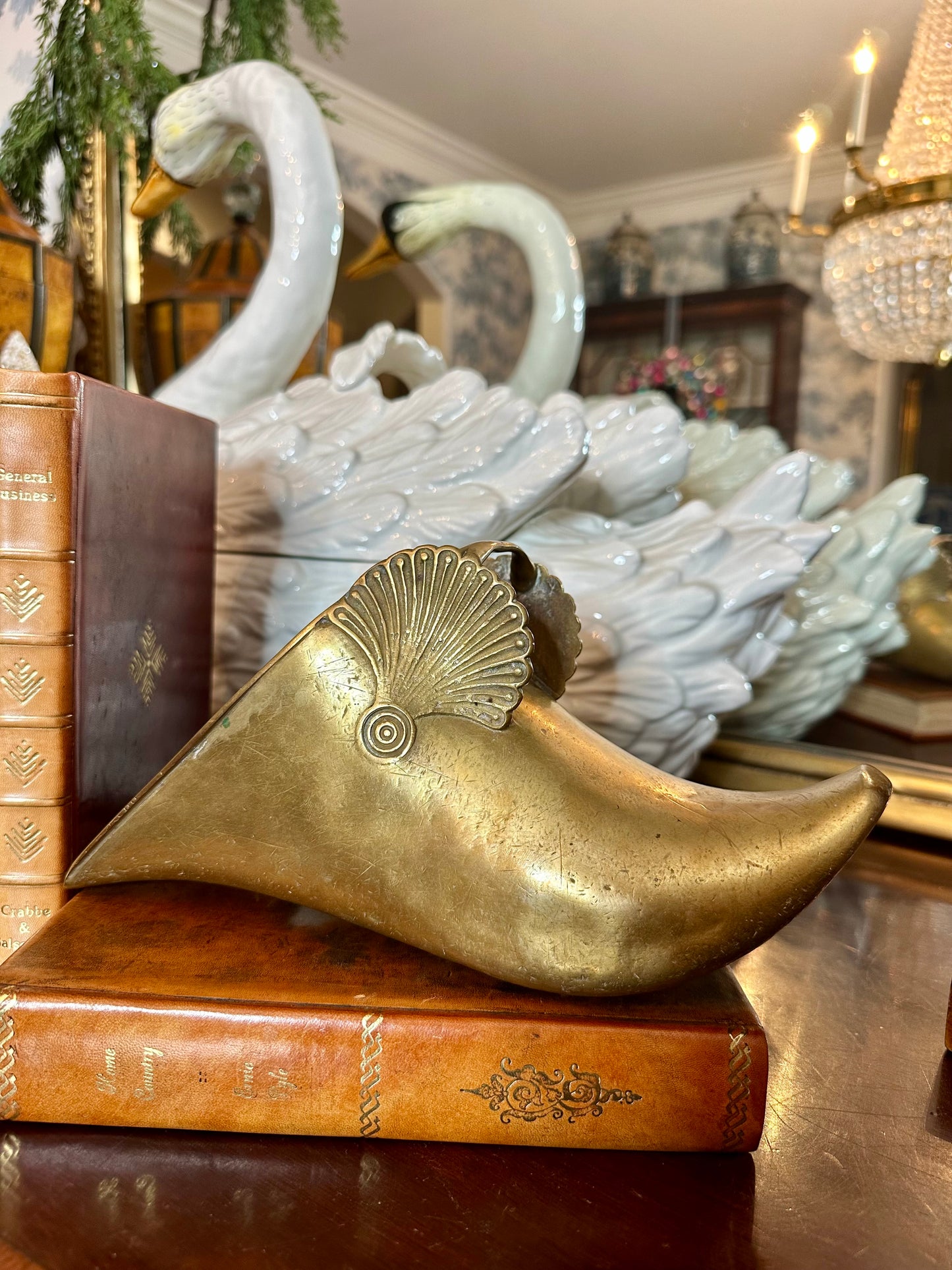 Very Cool Lg Vintage Brass Slipper Shoe Stirrup