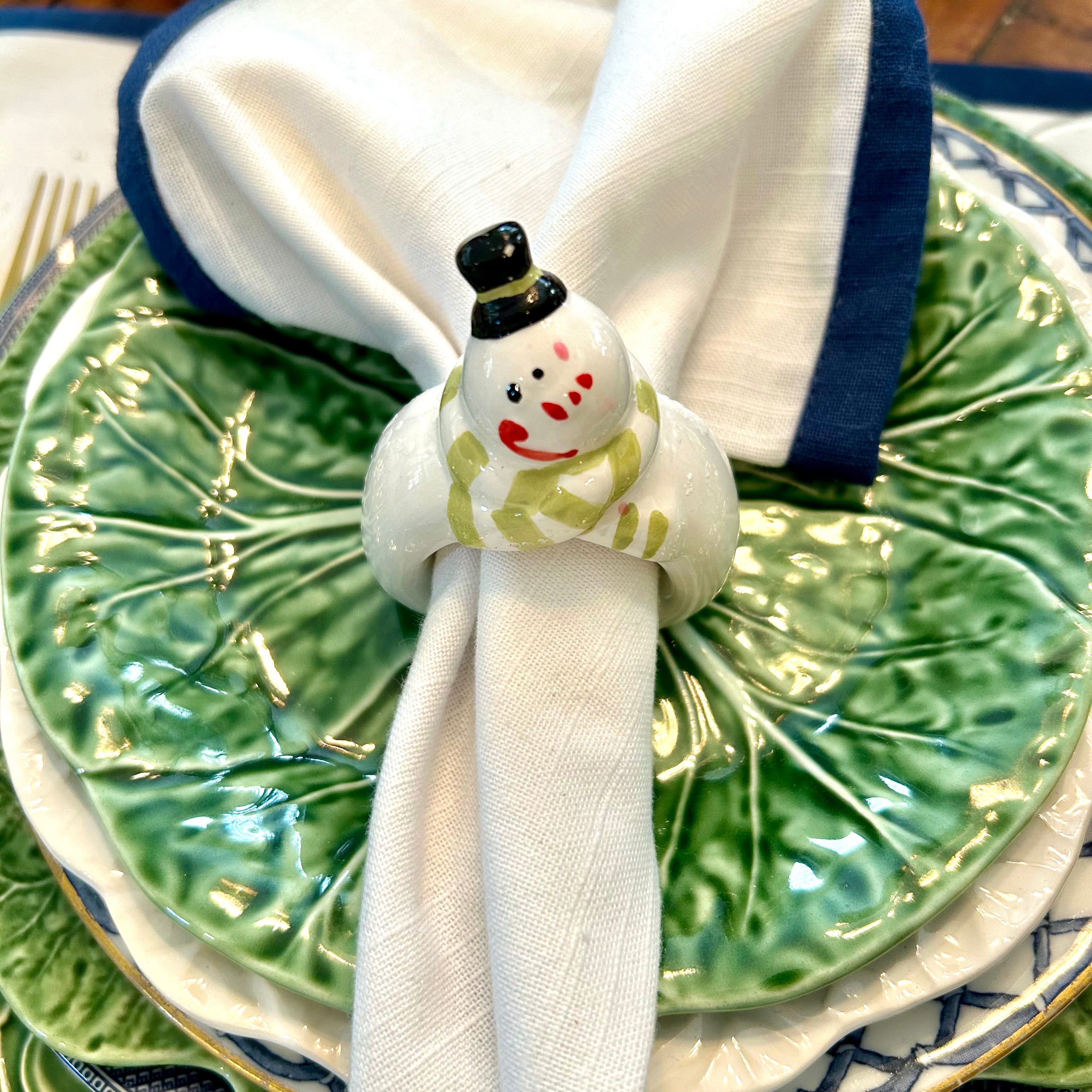 Set of 5 holiday snowman napkin ring holders Lillian Grey