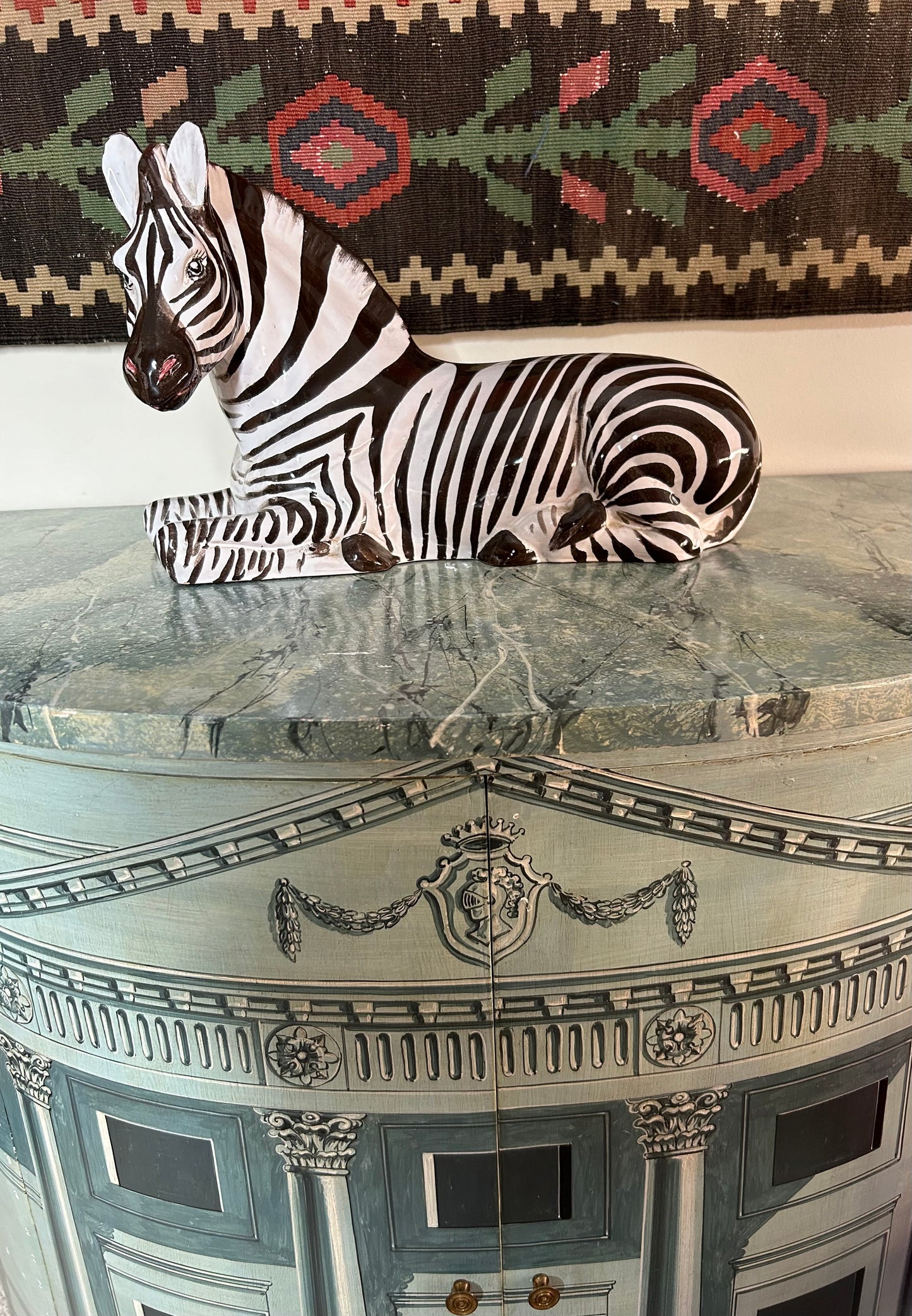 Gorgeous Large Italian Pottery Zebra! 16” Long