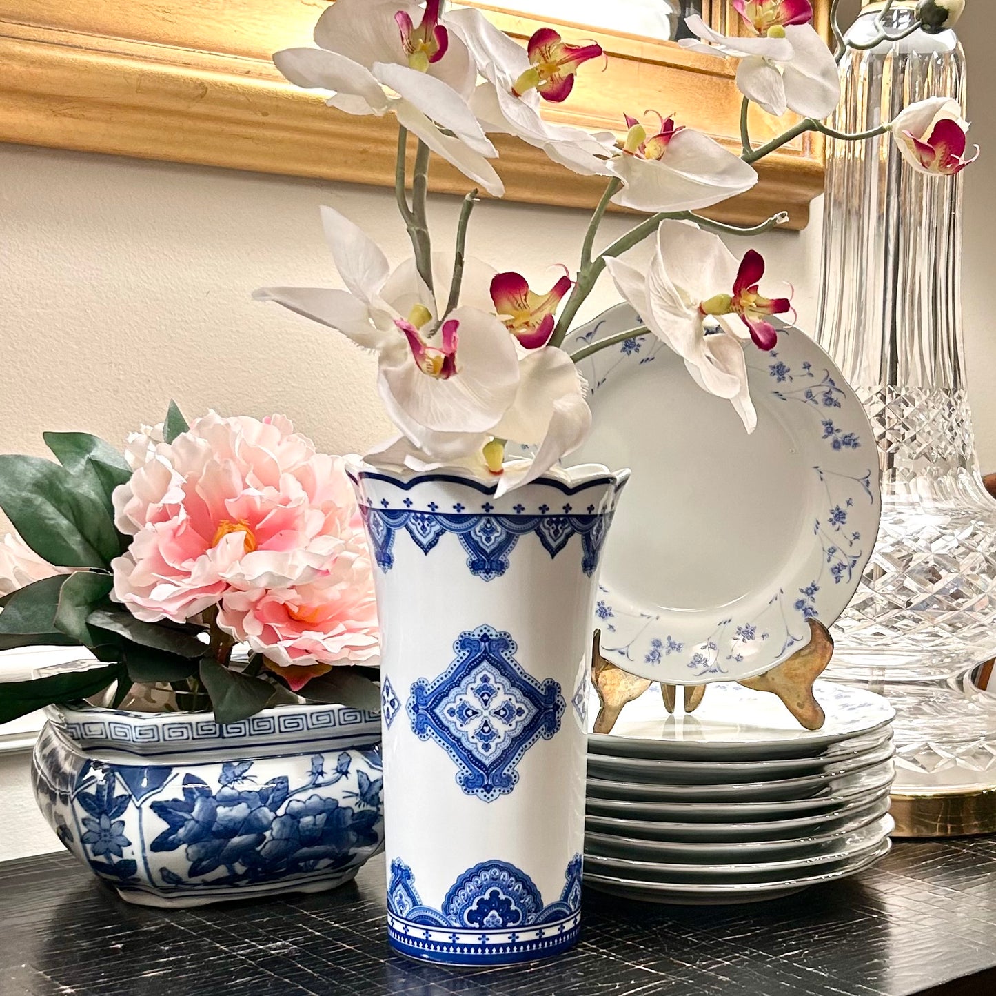 Designer Andrea by Sadek special collection for Vera Bradley blue & white vase