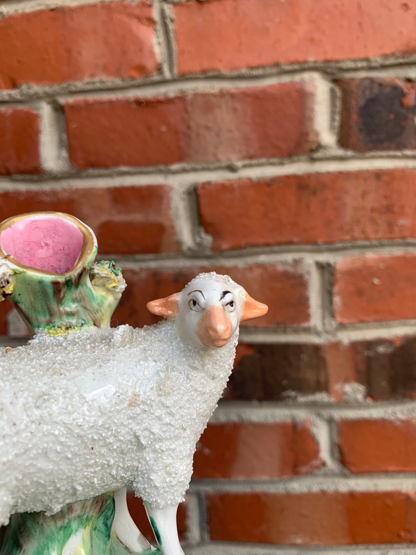 Staffordshire bud vase with one sheep!