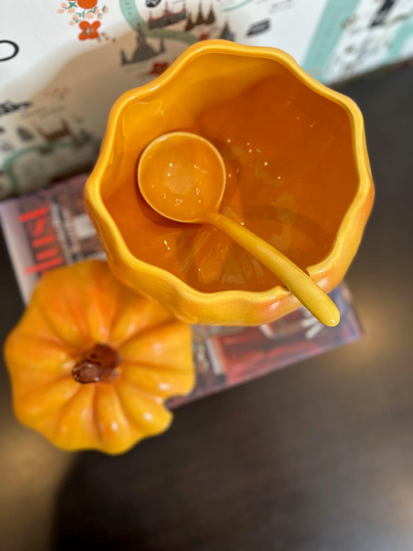 J.Wilfred/Charles Sadek Figural Pumpkin Tureen with Lid & Ladle 3-piece Set, Made in Portugal