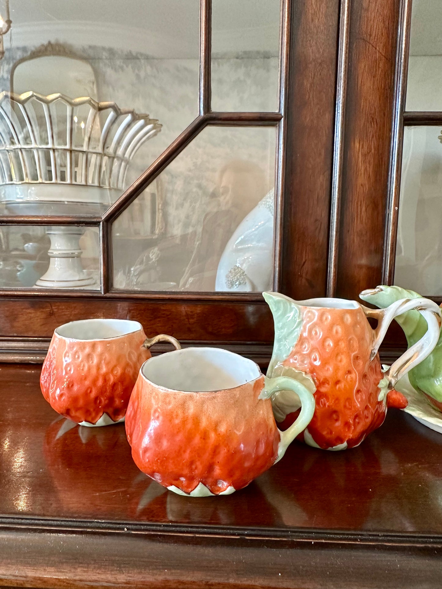 C1910 Antique German Porcelain Strawberry Small Teaset