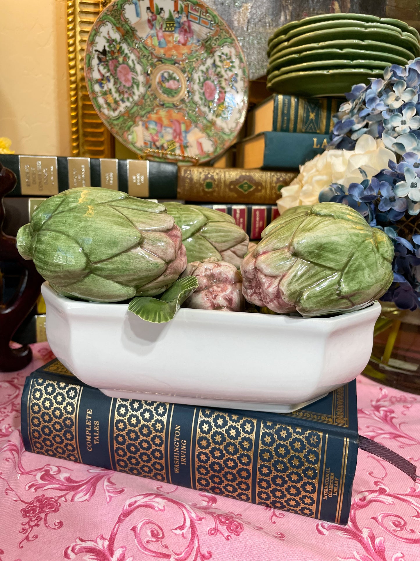 Italian Hand Painted Ceramic Artichoke Centerpiece