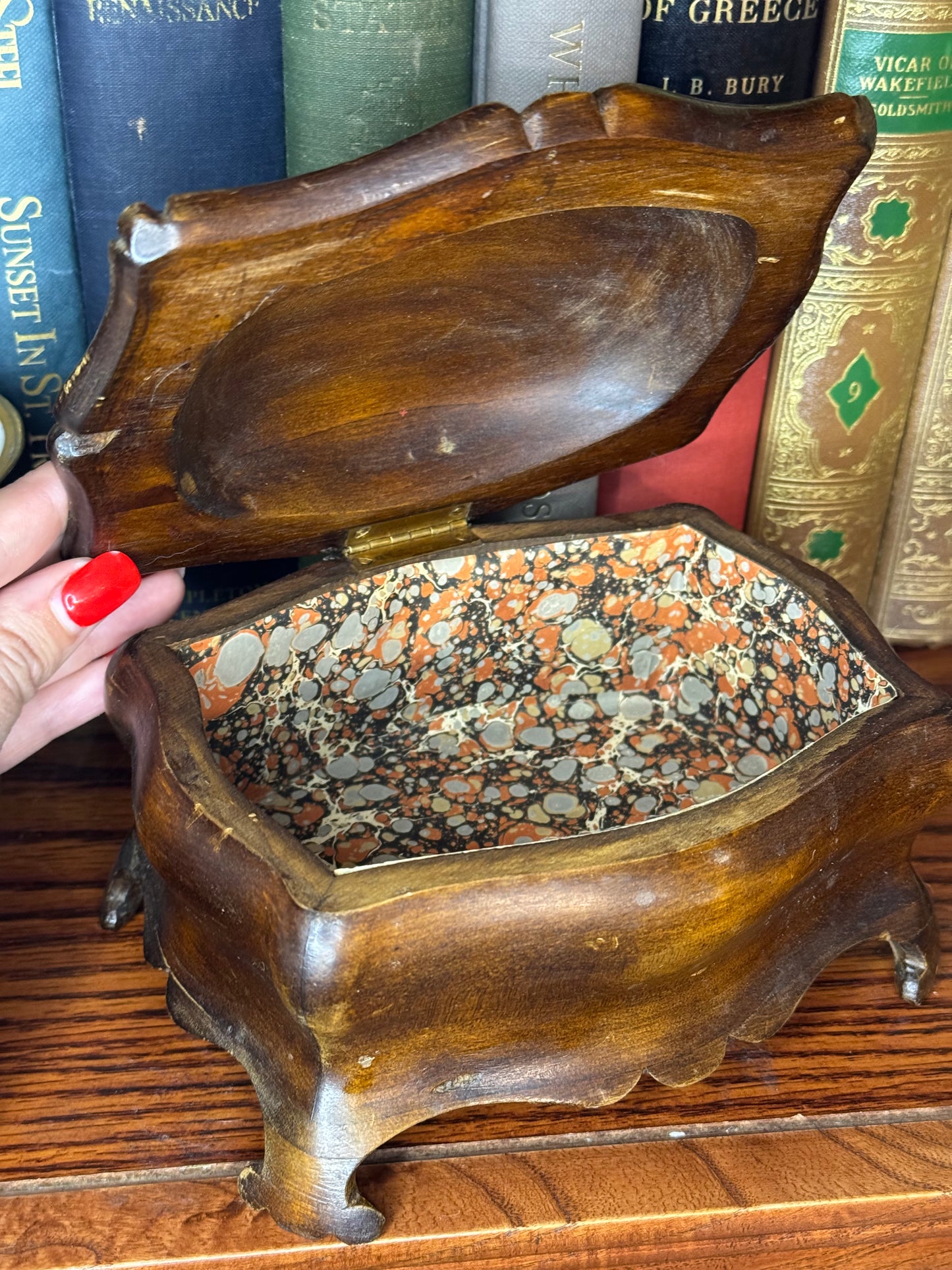 Antique Carved Wood Dresser Box