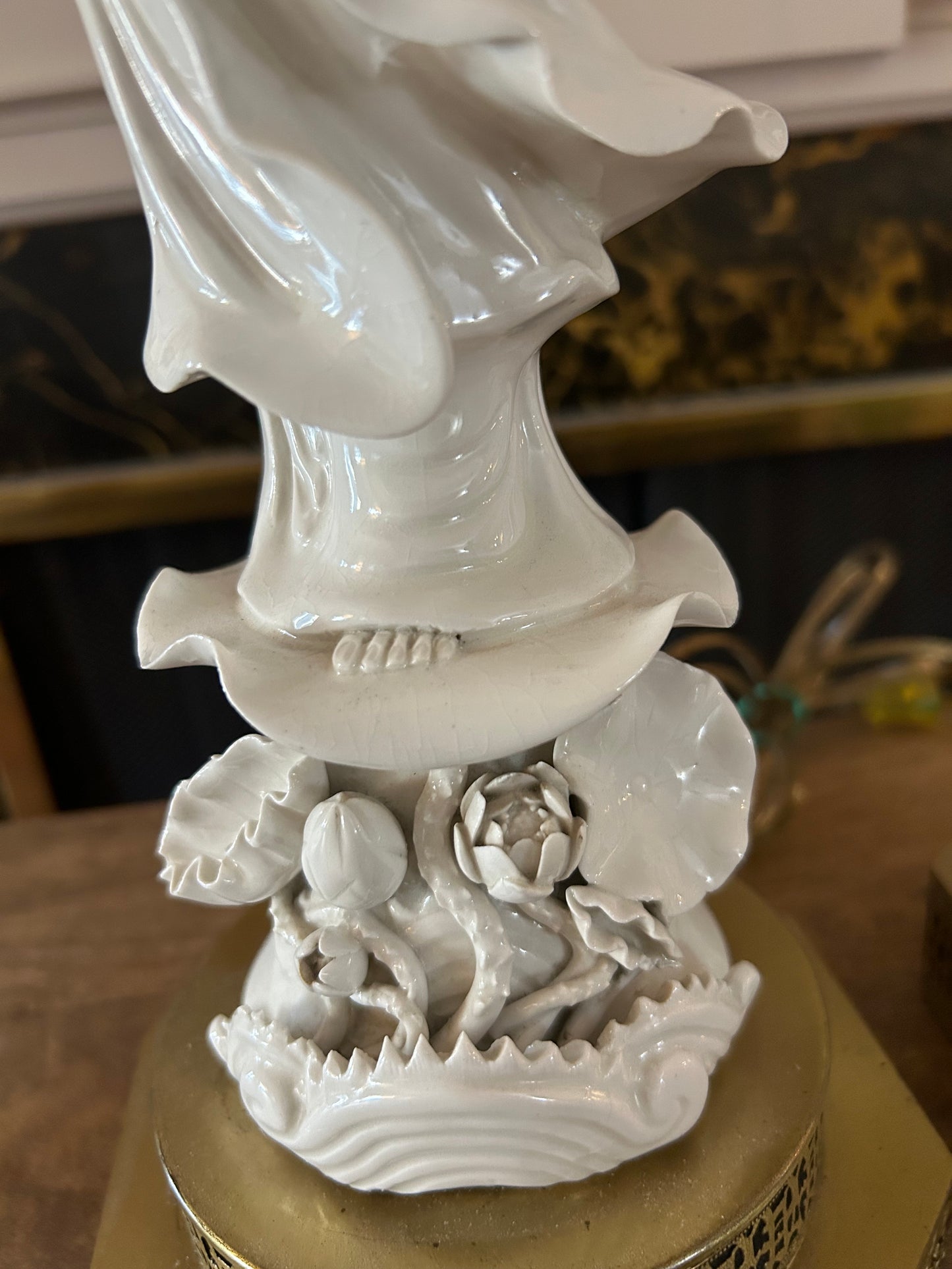 Pair of Blanc de Chine Quon Yen Figural Lamps!