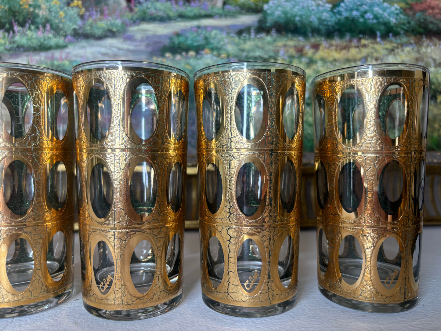 Stunning Culver Pisa 22k Gold highballs set of 6!