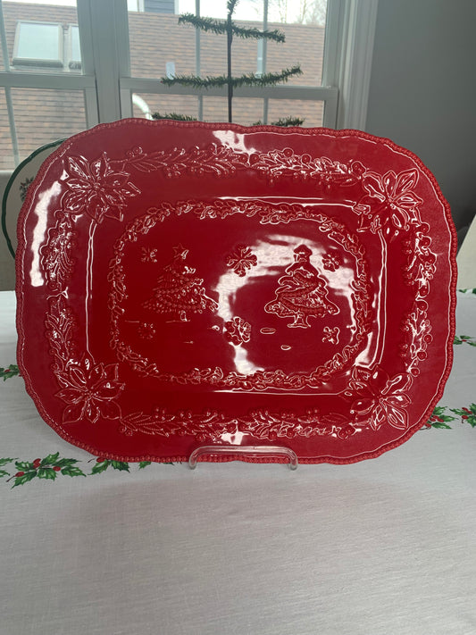 Large Red Sur La Table Christmas Platter