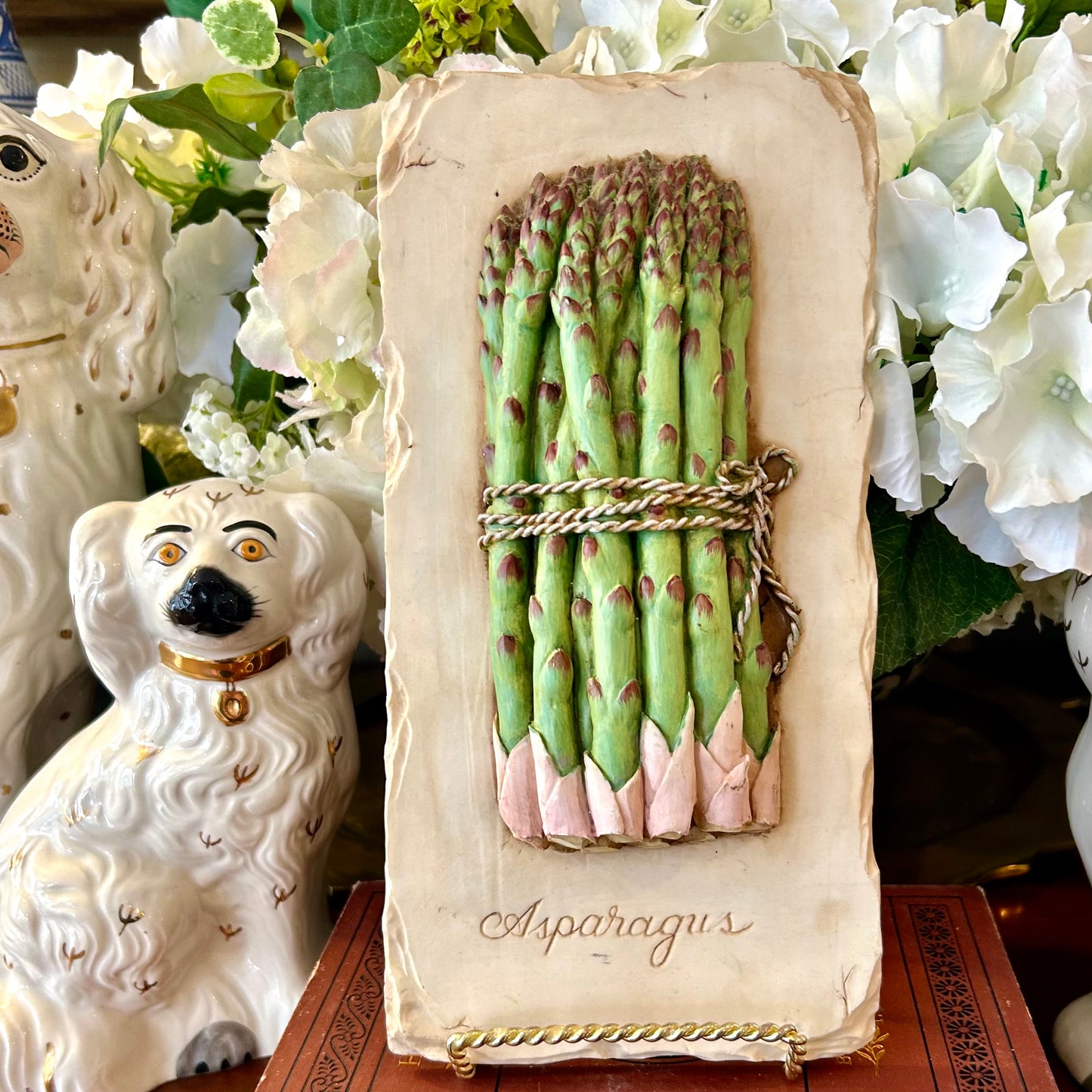 Whimsical hand painted Asparagus wall plaque art