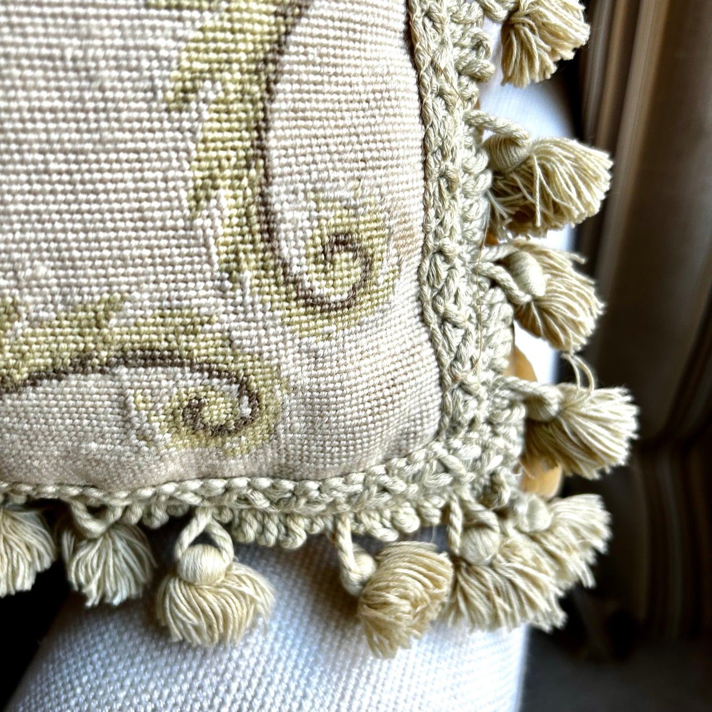 Beautiful large oversized custom needlepoint pillow.