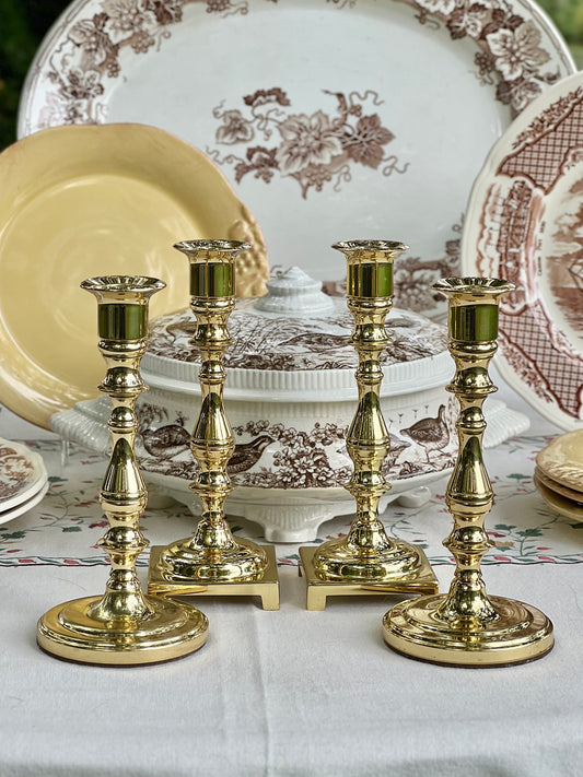 Beautiful Set (4) Vintage Brass Candlesticks