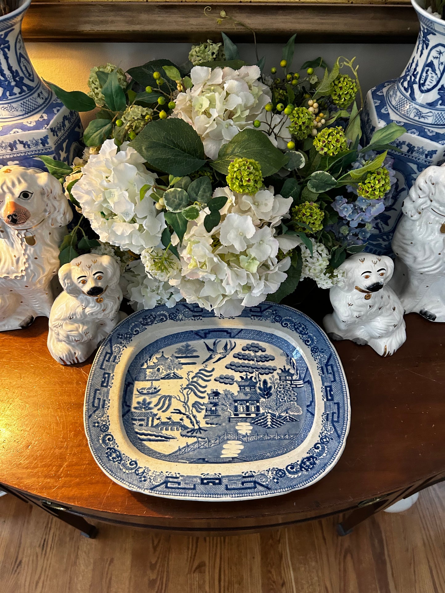 Classic Antique blue willow platter 16 x 13