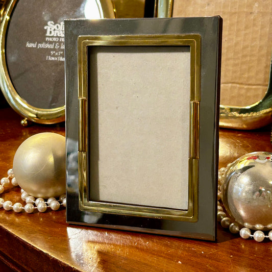 Vintage aged brass two toned photo frame