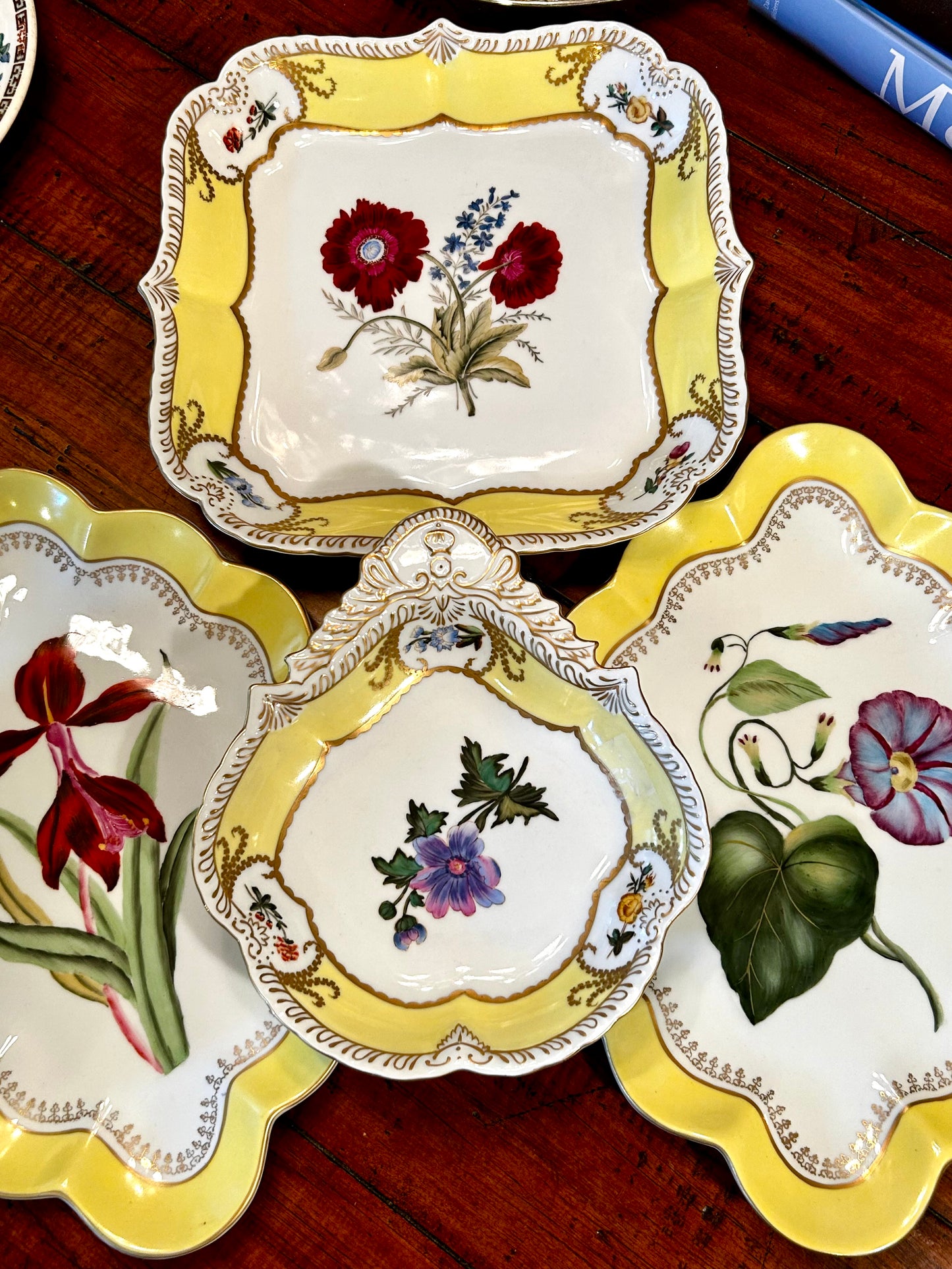stunning designer Chelsea House hand painted porcelain botanicals square platter