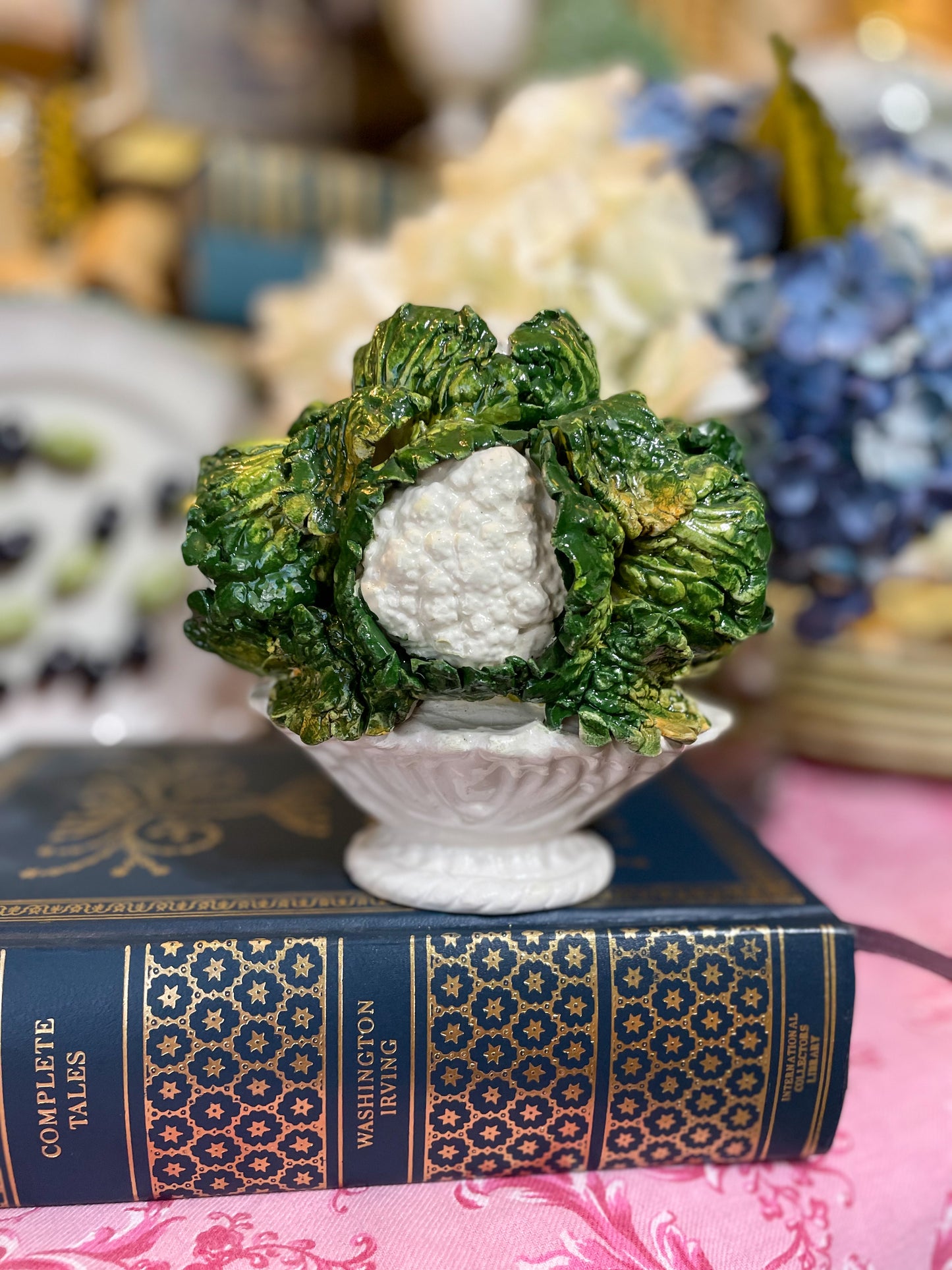 Italian Ceramic Cauliflower Topiary