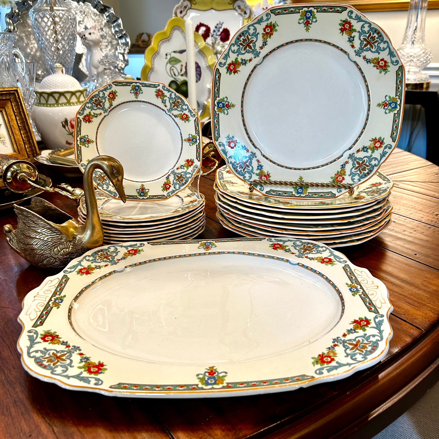 21 piece Antique set of deco designer plates by W.H. Grindley of England