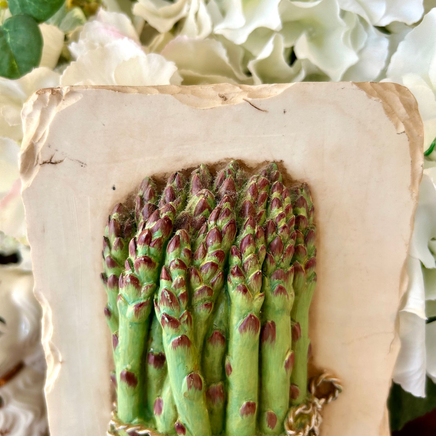 Whimsical hand painted Asparagus wall plaque art