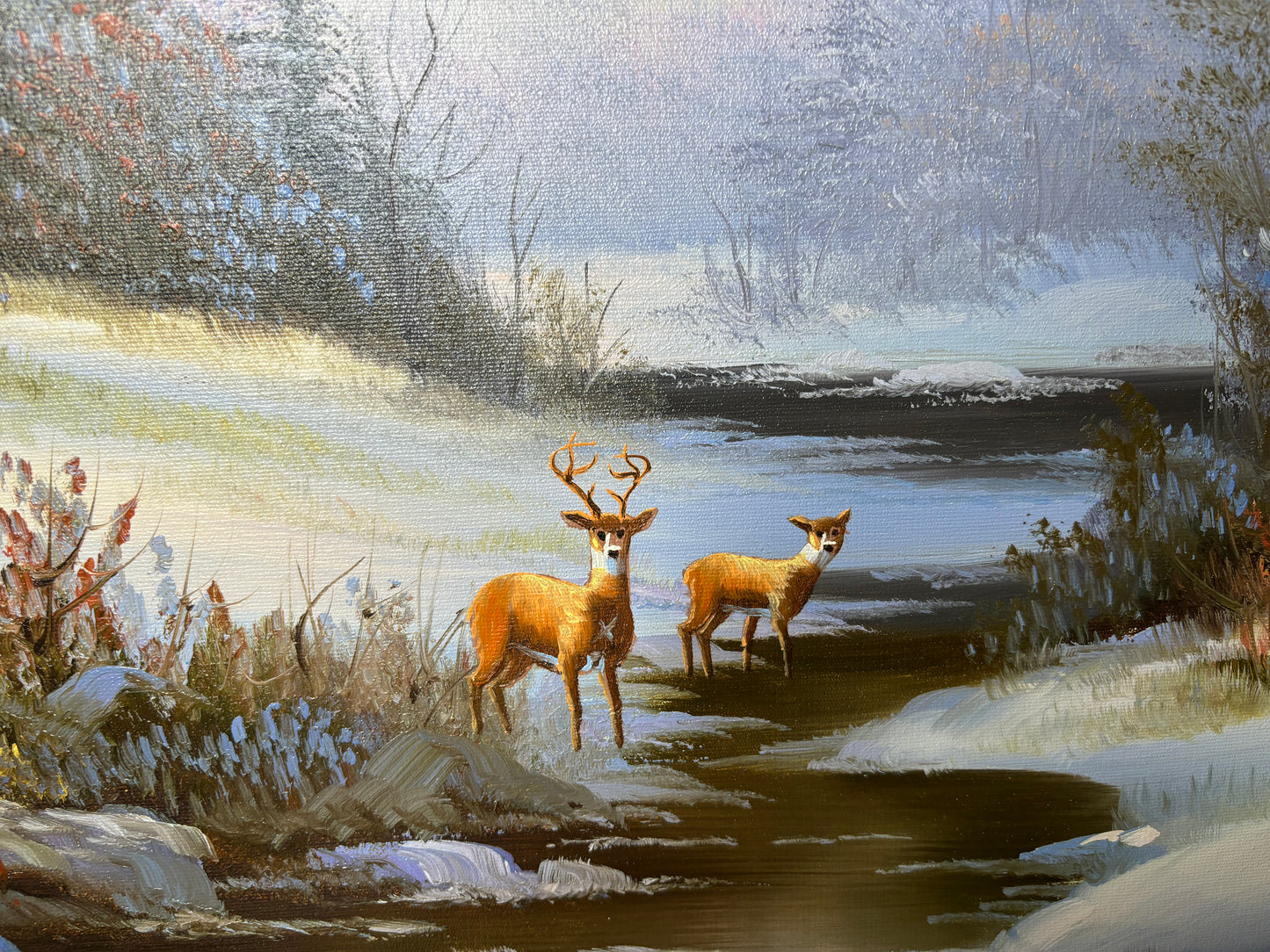 Stunning original framed and signed deer painting!