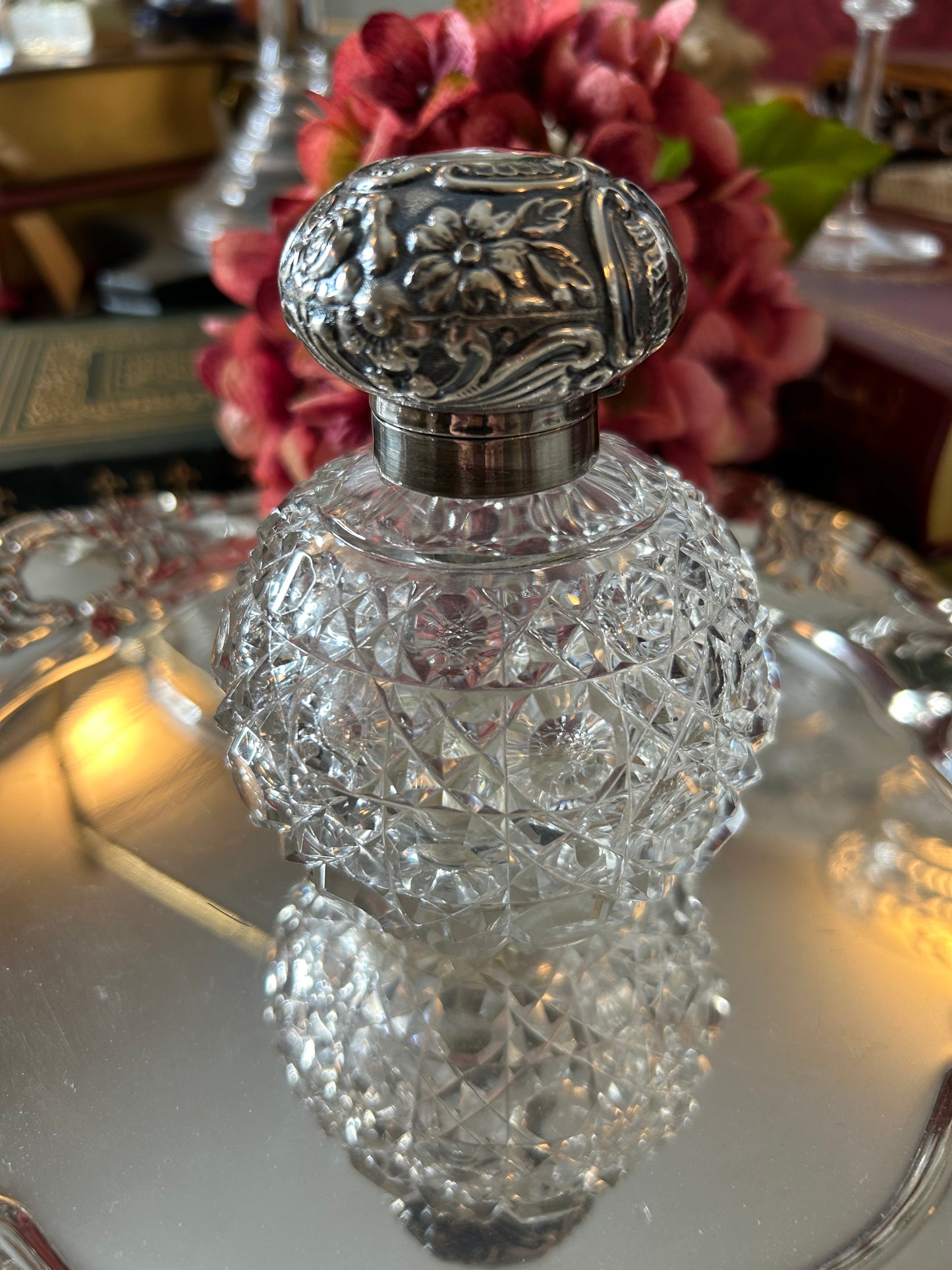 Magnificent Large Cut Crystal and Sterling Perfume Jar from my Personal Collection