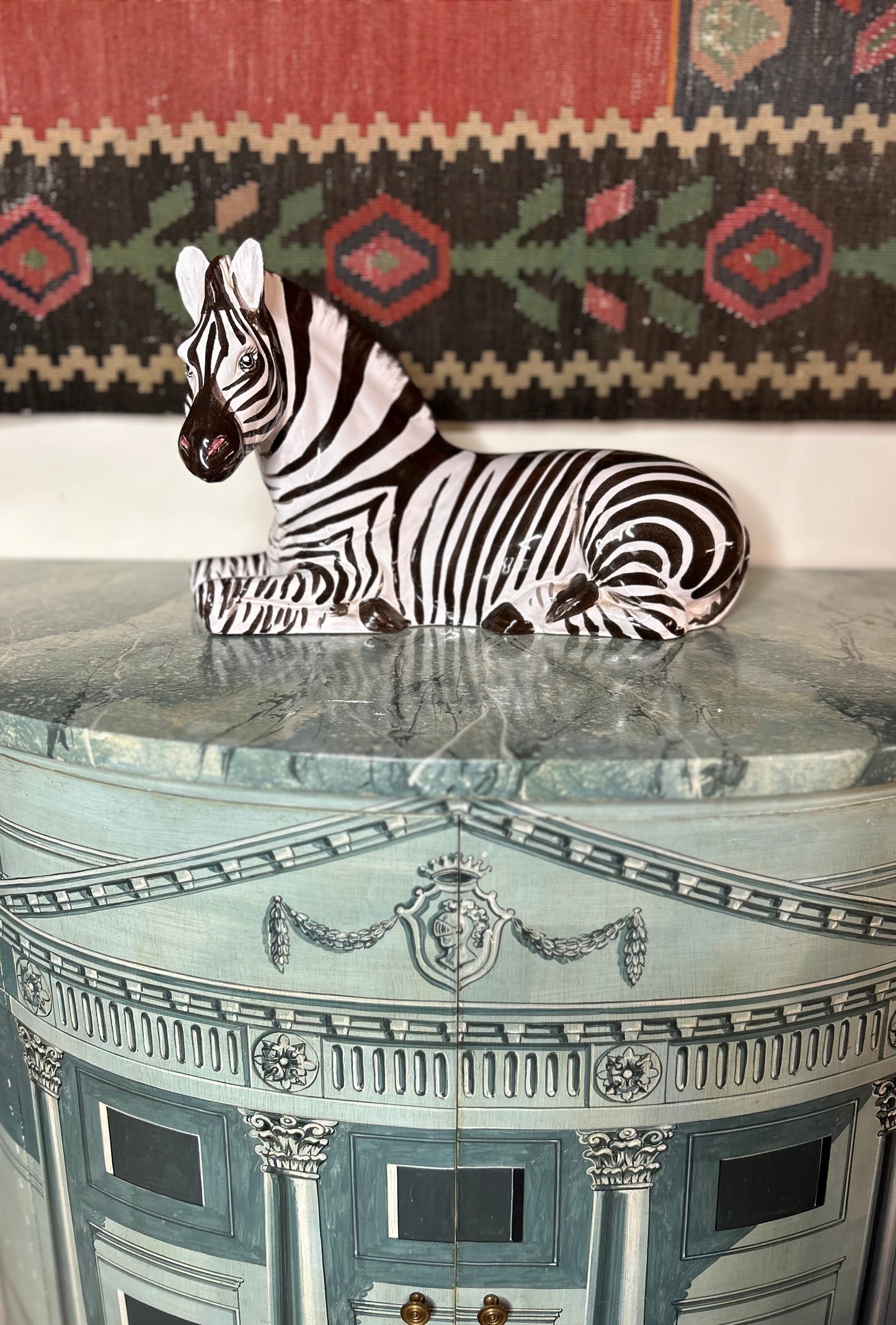 Gorgeous Large Italian Pottery Zebra! 16” Long