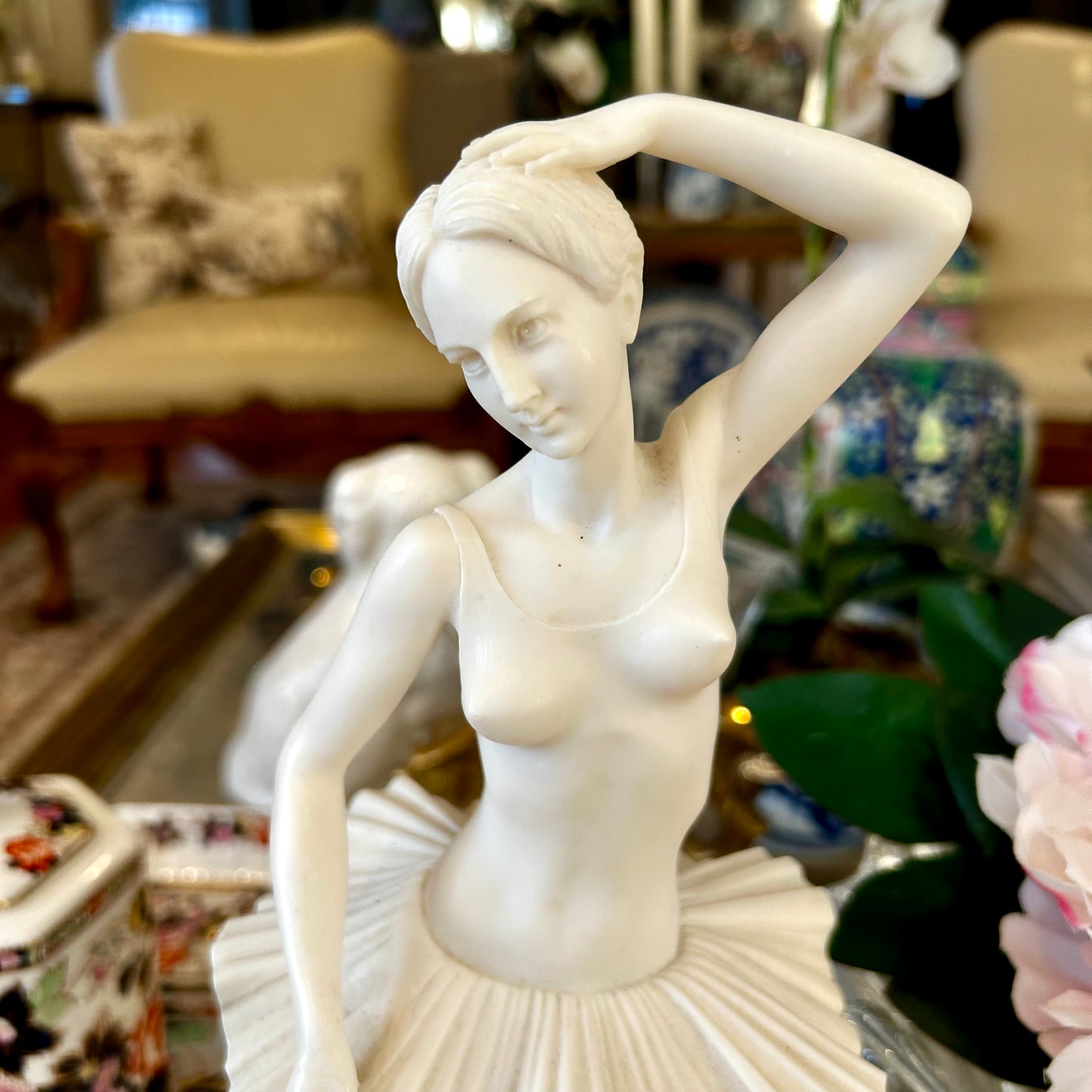 Alabaster status Sculpture A.Giannelli Ballerina Ballet Dancer Statue 14 in