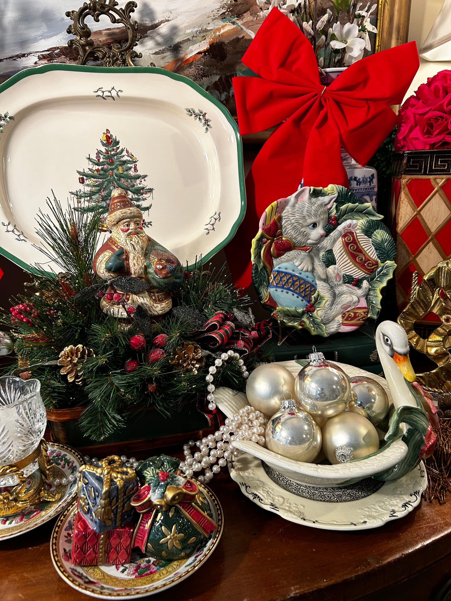 Massive Vintage Spode “Christmas Tree” large serving platter, 16x11”