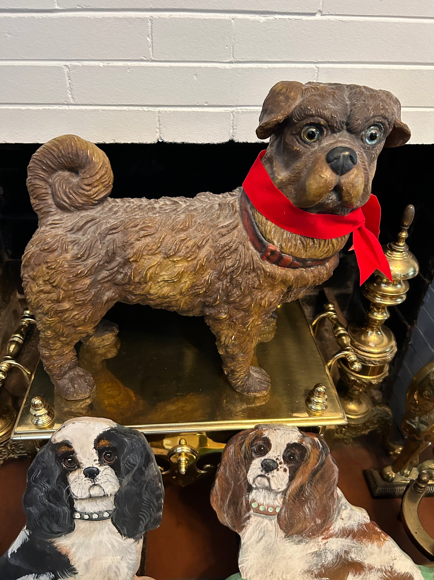 Terra Cotta Figure of a Pug Dog with Glass Eyes