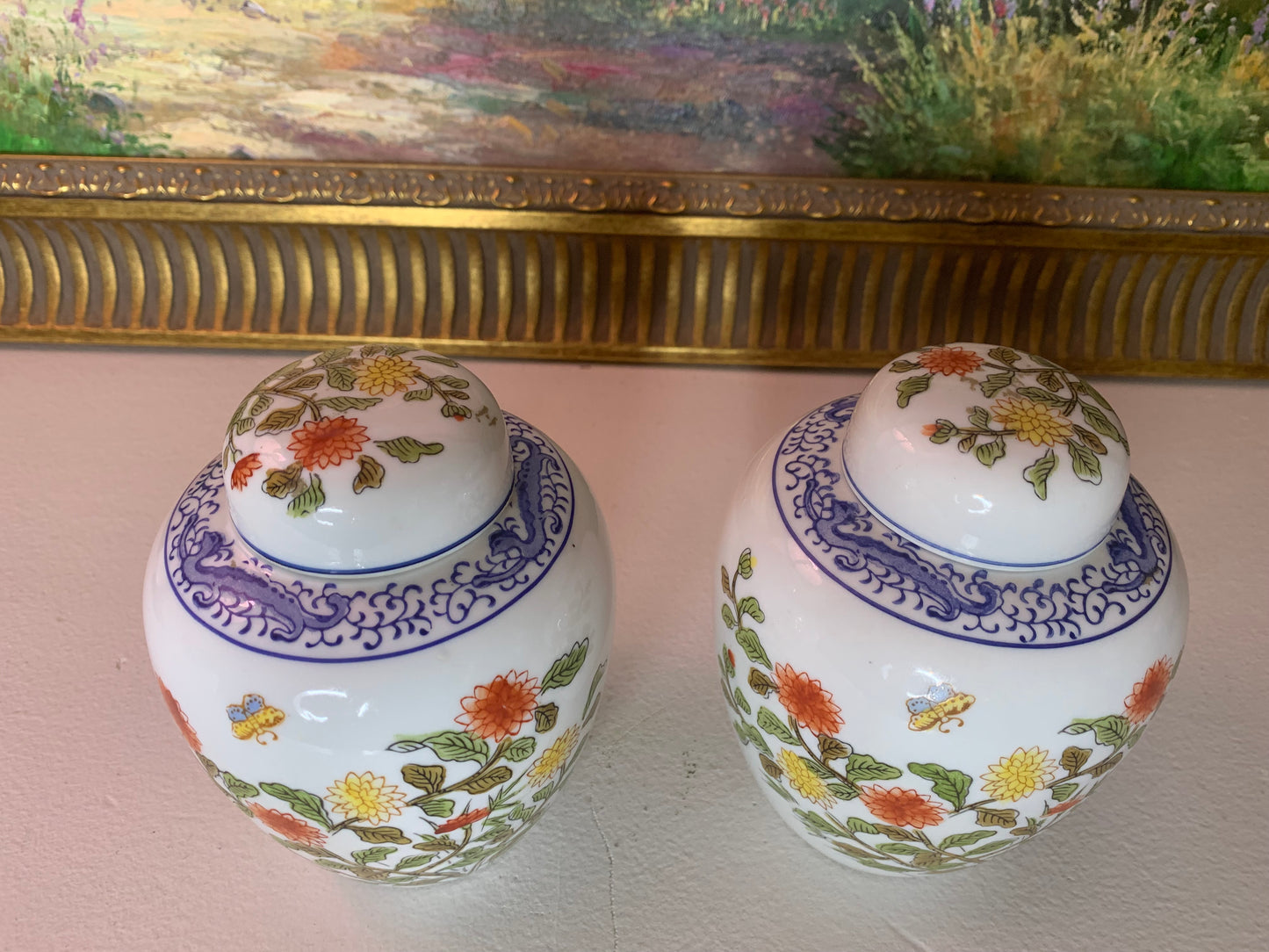 Beautiful Andrea by Sadek floral ginger jars pair (2)! Excellent condition!