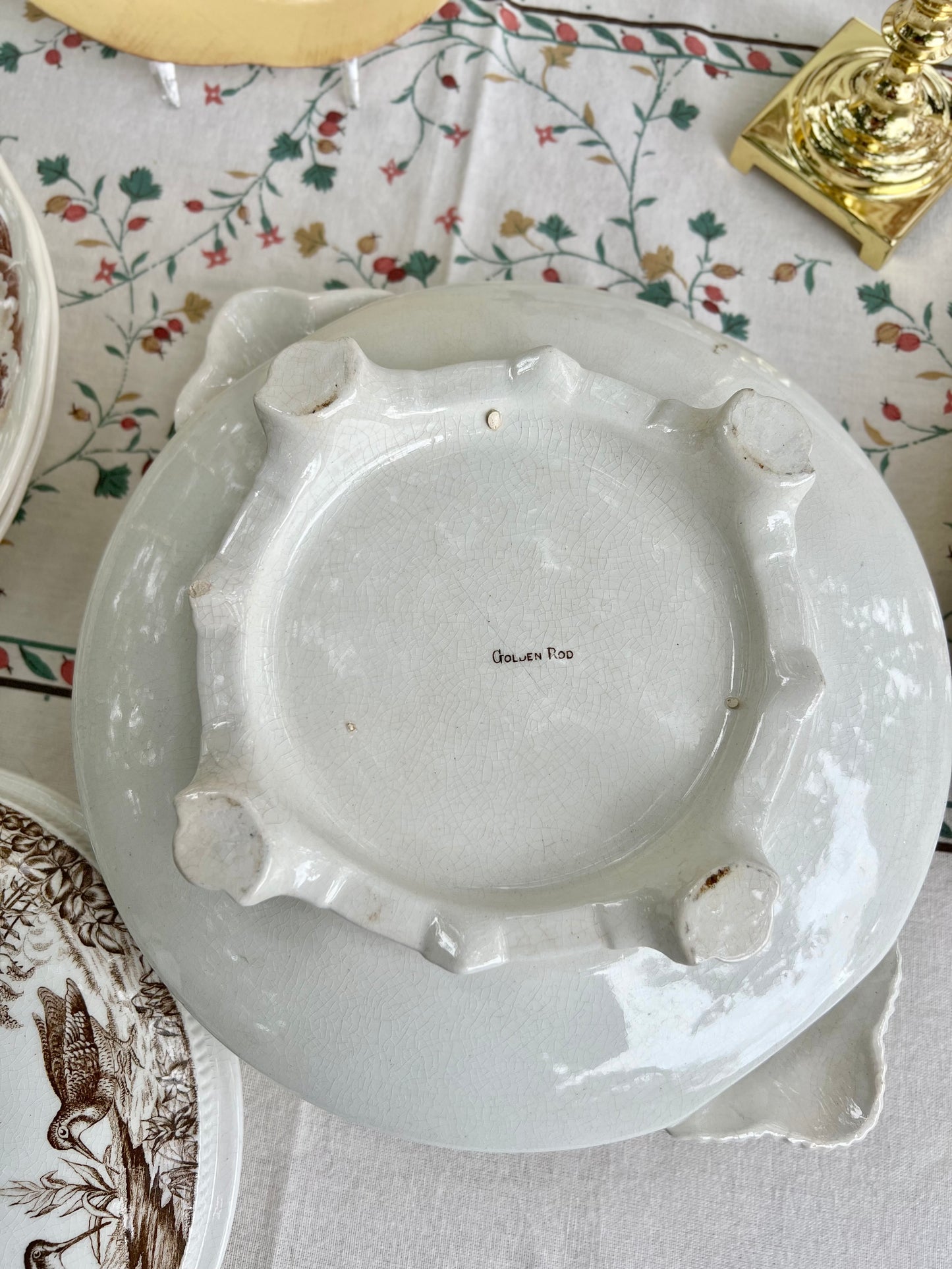 Gorgeous Vintage Brown Transferware Covered Dish