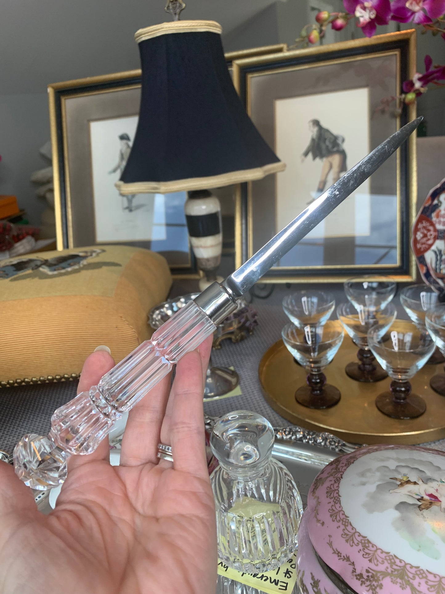 Glass handled letter opener