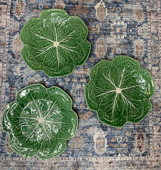 Beautiful 10.5” Bordallo Pinheiro cabbageware large plates set of three (3)!