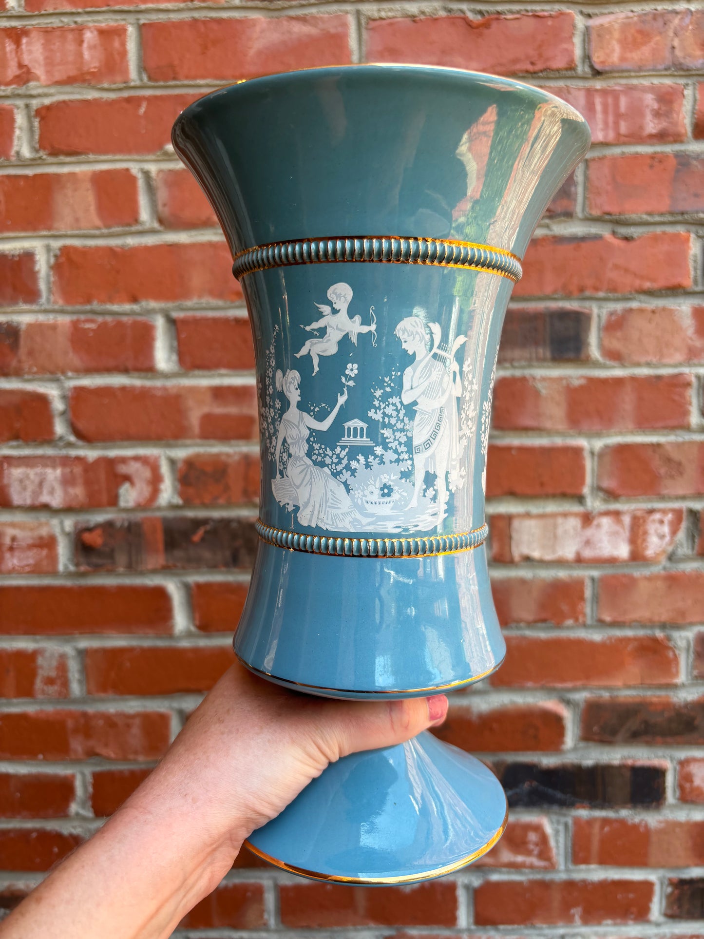 Beautiful blue and gold Italian Florentine vase!