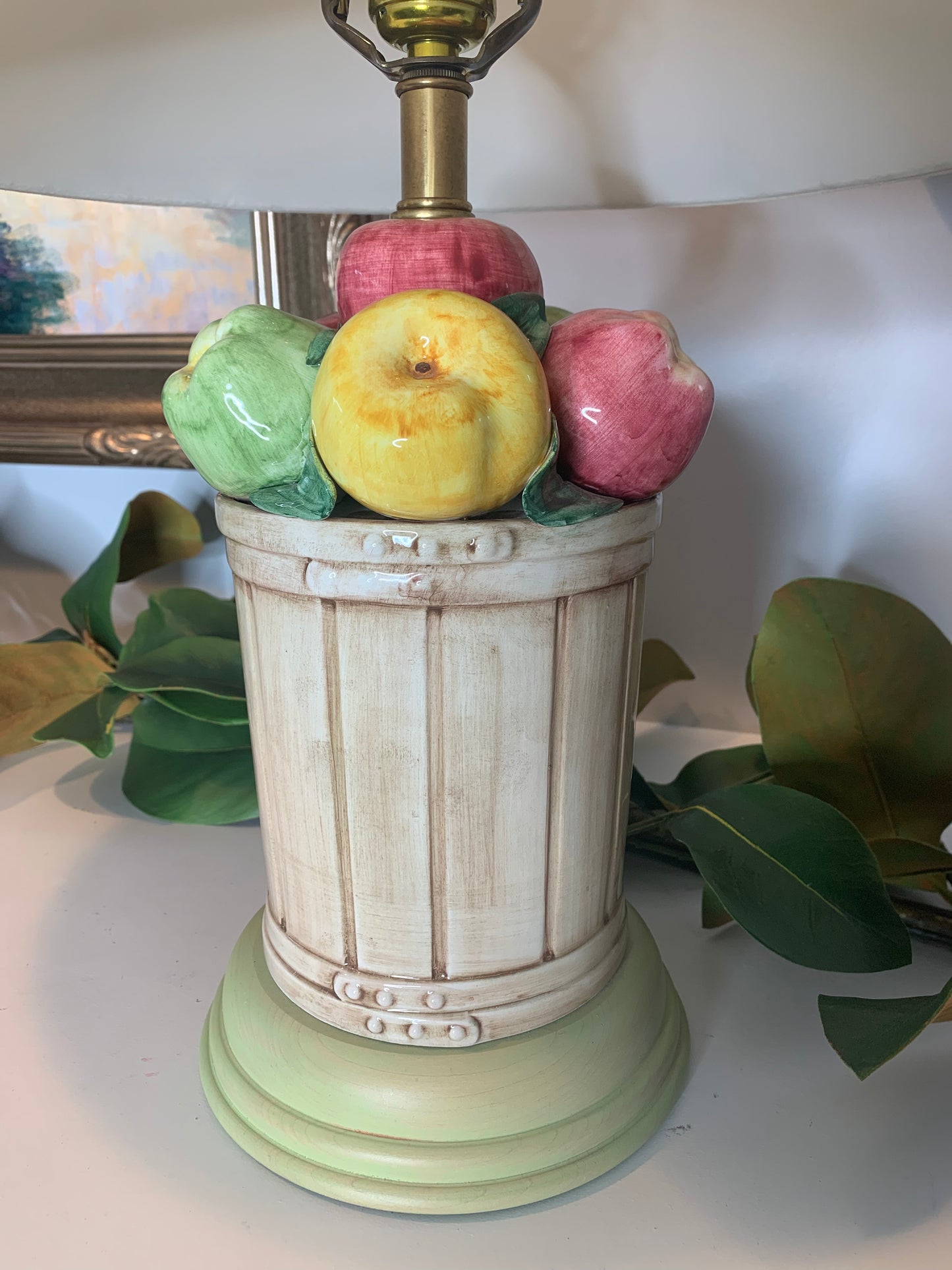 Frederick Cooper Figural Apple Lamp with Original Shade