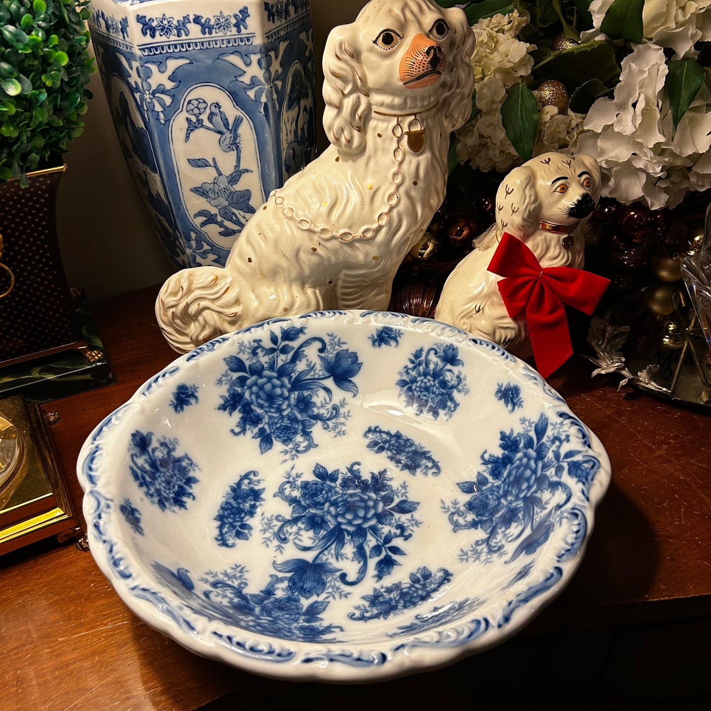 Antique English blue & white wash basin, Pitcher W/ Bowl - Excellent Condition!