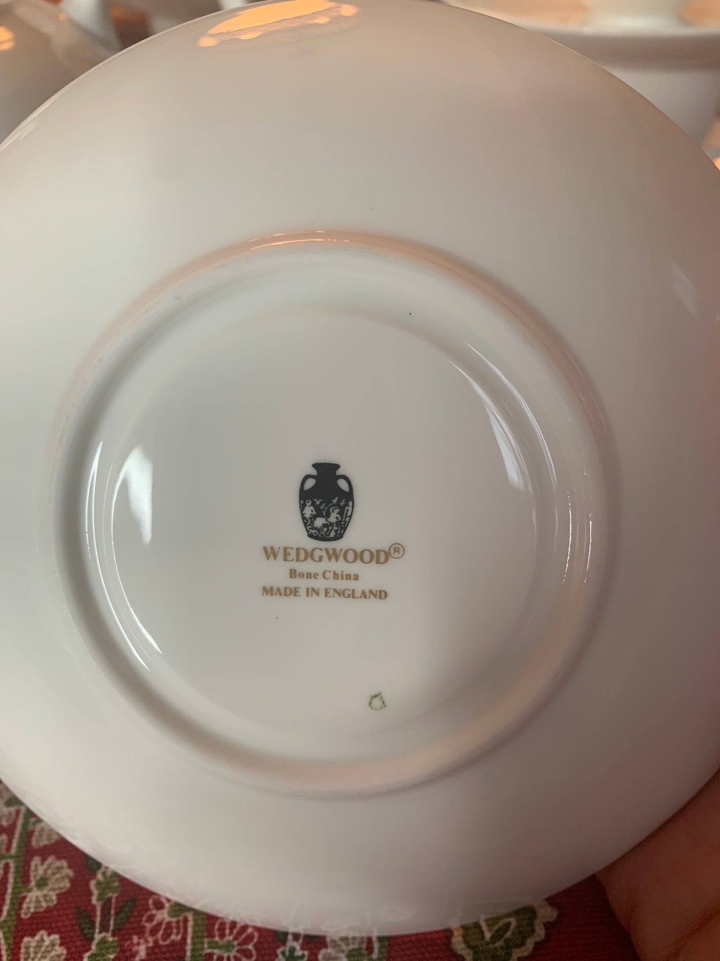 Wedgewood White (Bone) Leigh Shape Footed Cups and Saucers