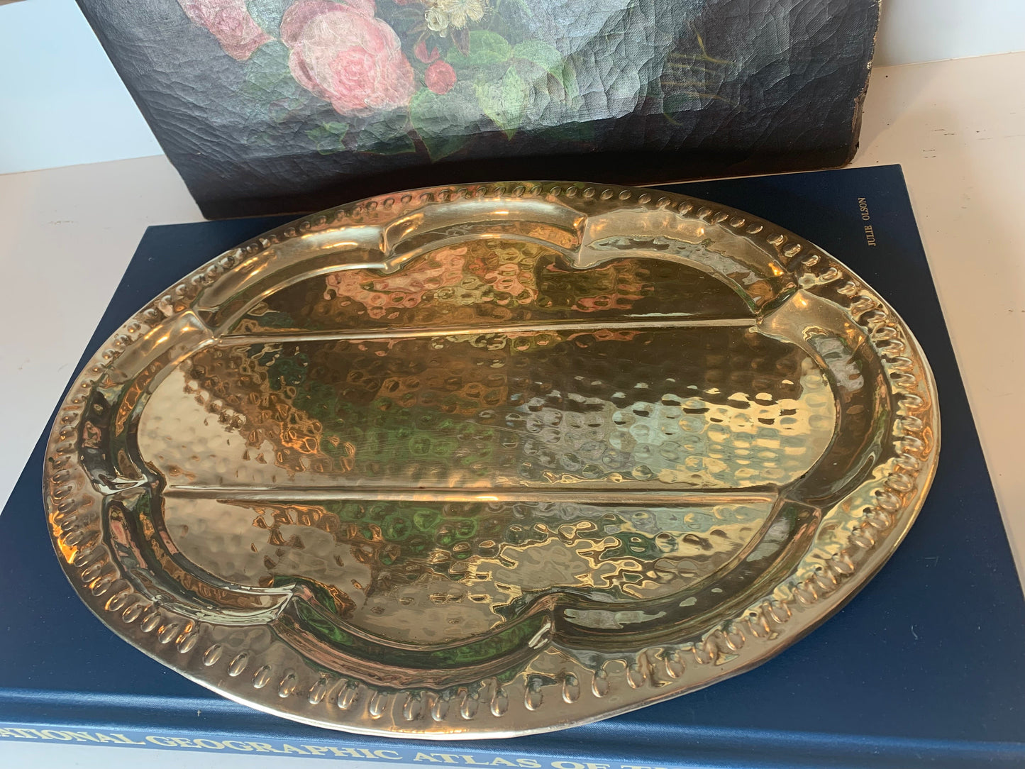 Large Hammered Brass Tray