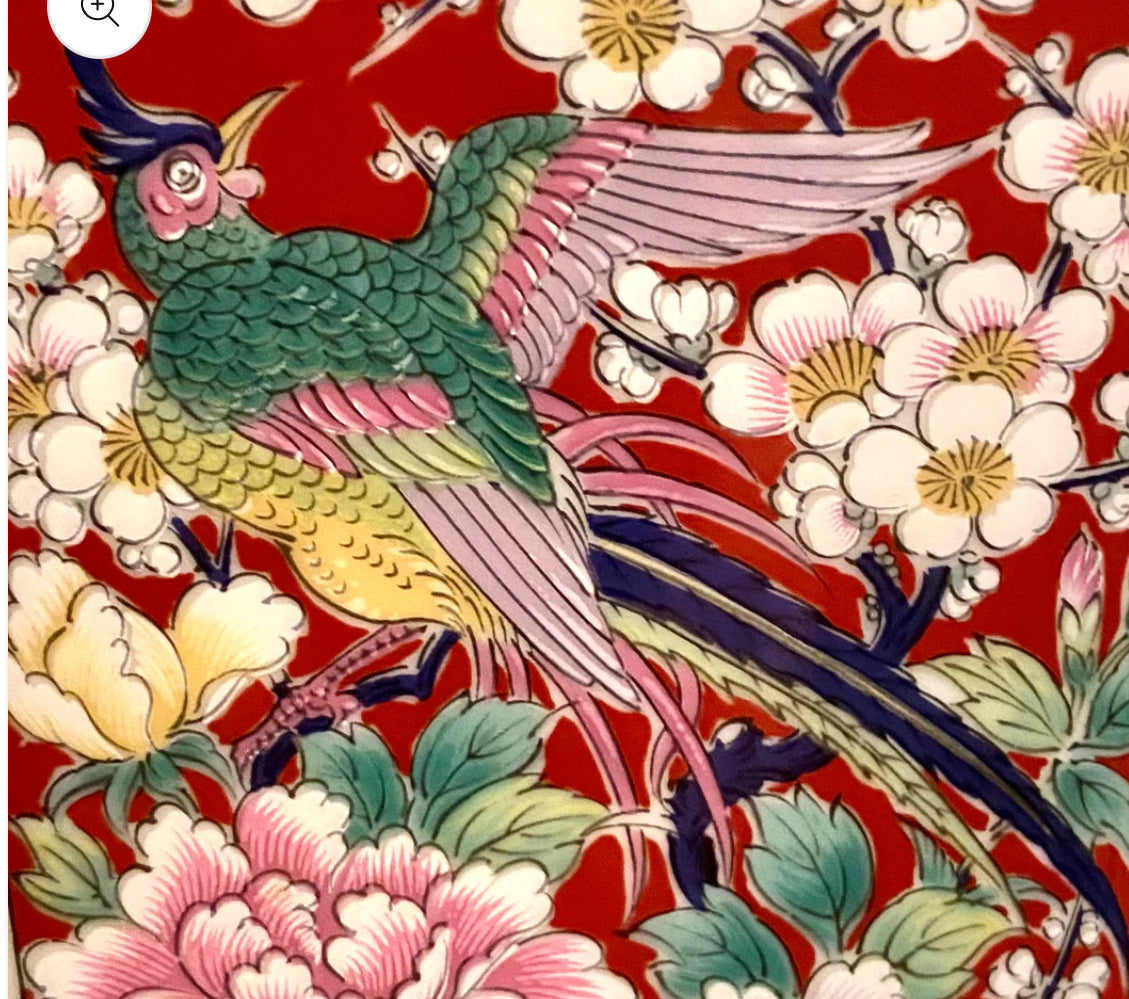 Bold bird and botanical Imari chinoiserie vase