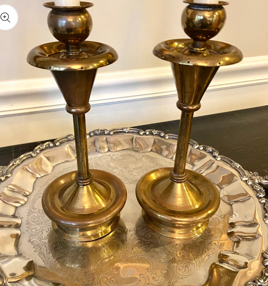 Pair Of Vintage deals Brass Candle Stick Holders