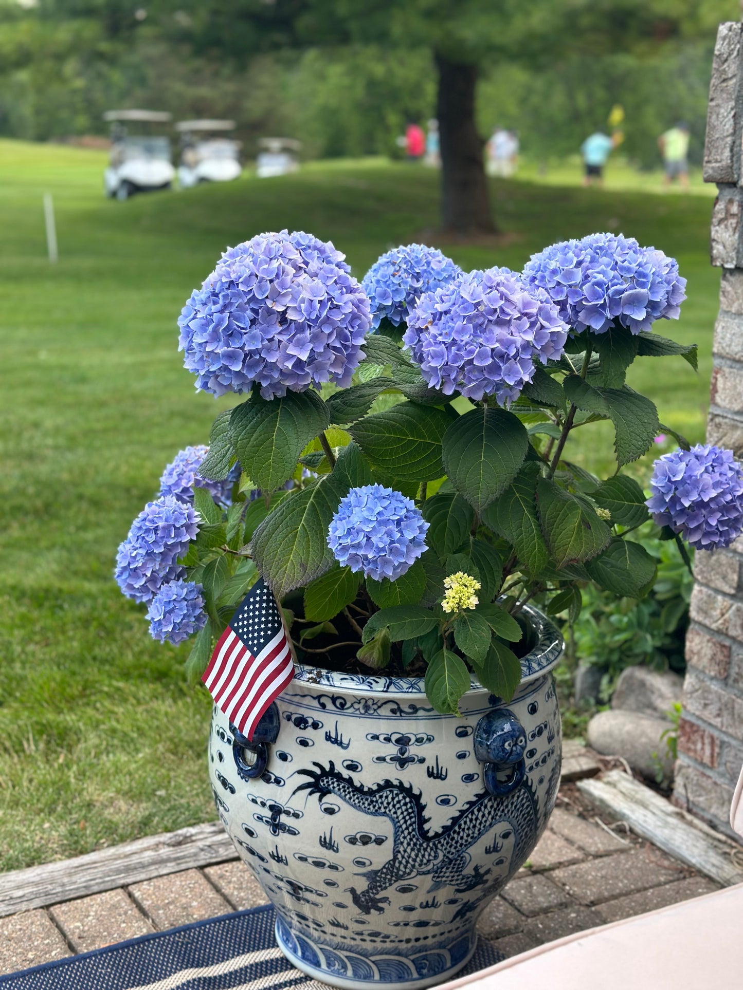 Extra-Large Blue & White Hand Painted Porcelain Planter/Pot. Measures 18"D