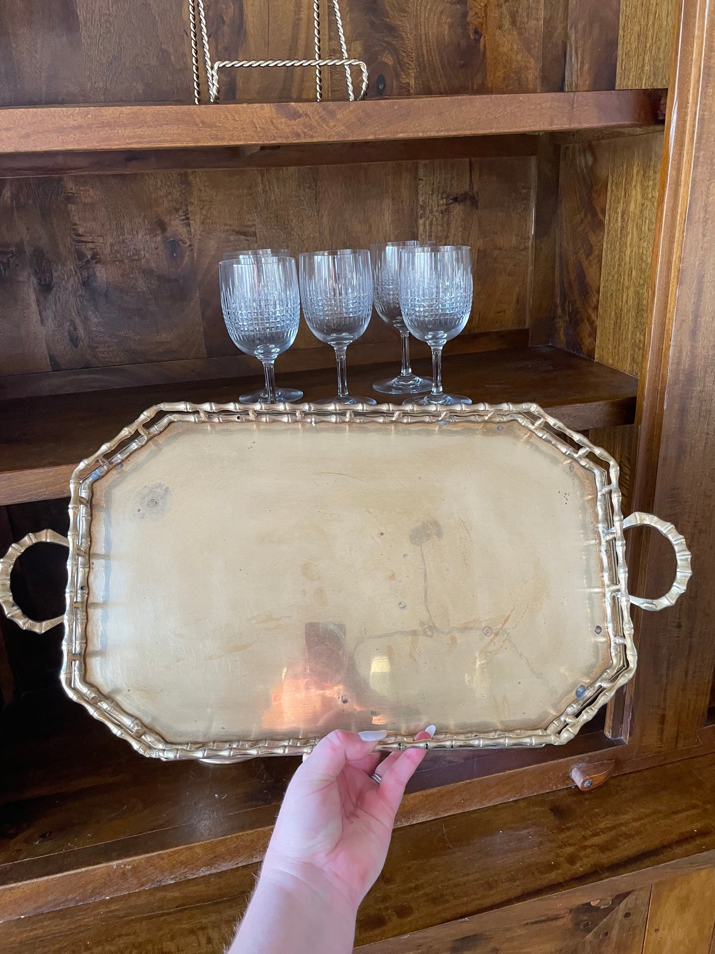 Live Sale 11/14 for Theresa - Herend 16” Platter + 10” Serving Bowl + 20” Brass Handled Tray + Rose Medallion Plate