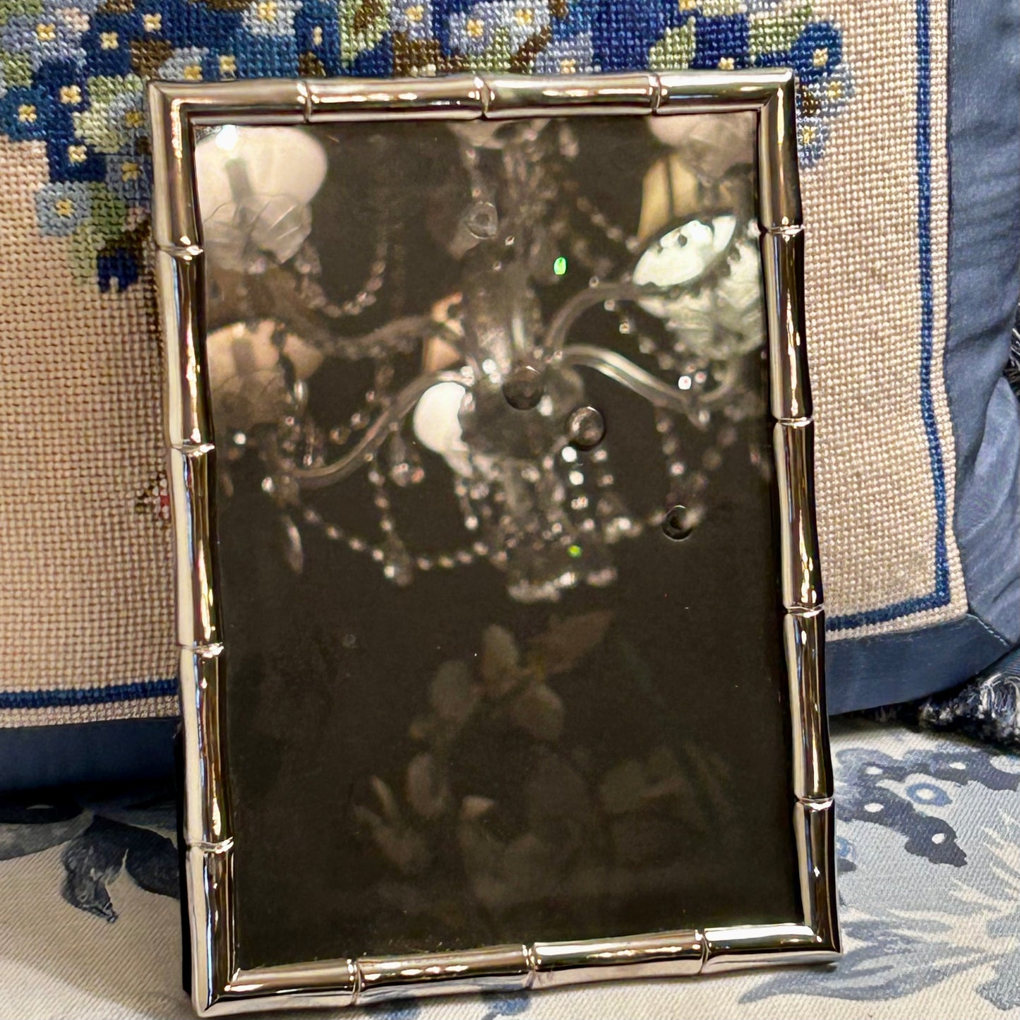 Designer vintage silver plate Bow photo frame