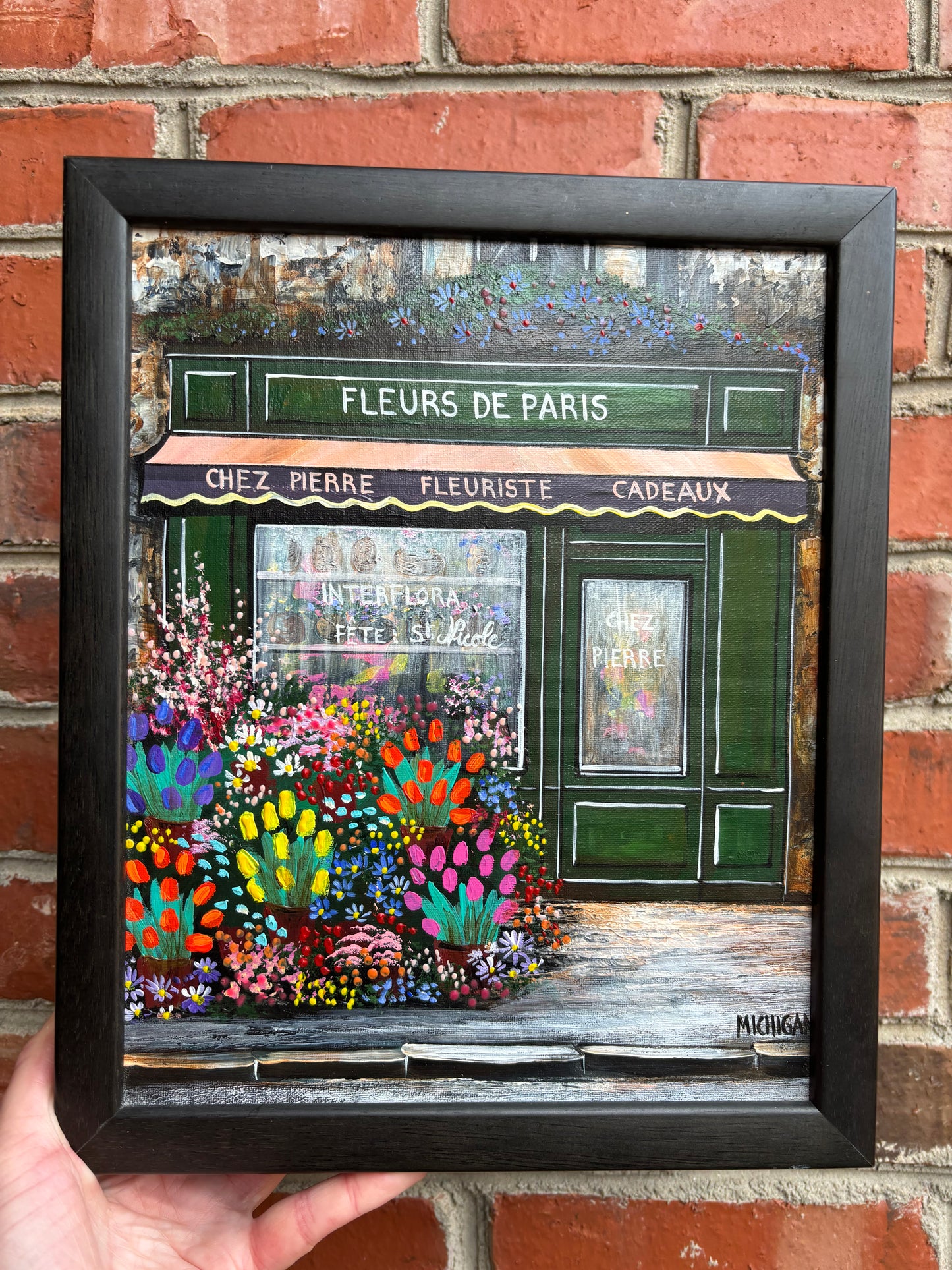 Signed and framed French florist art!