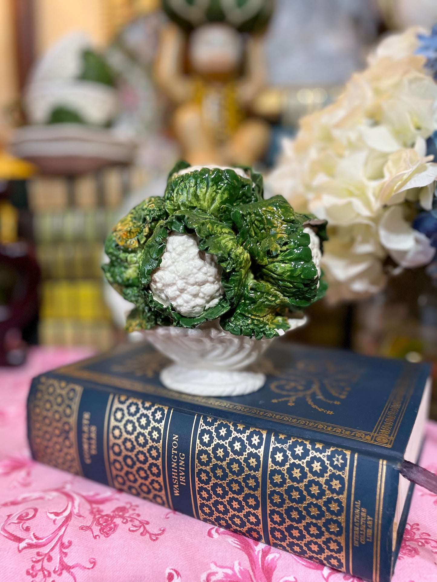 Italian Ceramic Cauliflower Topiary