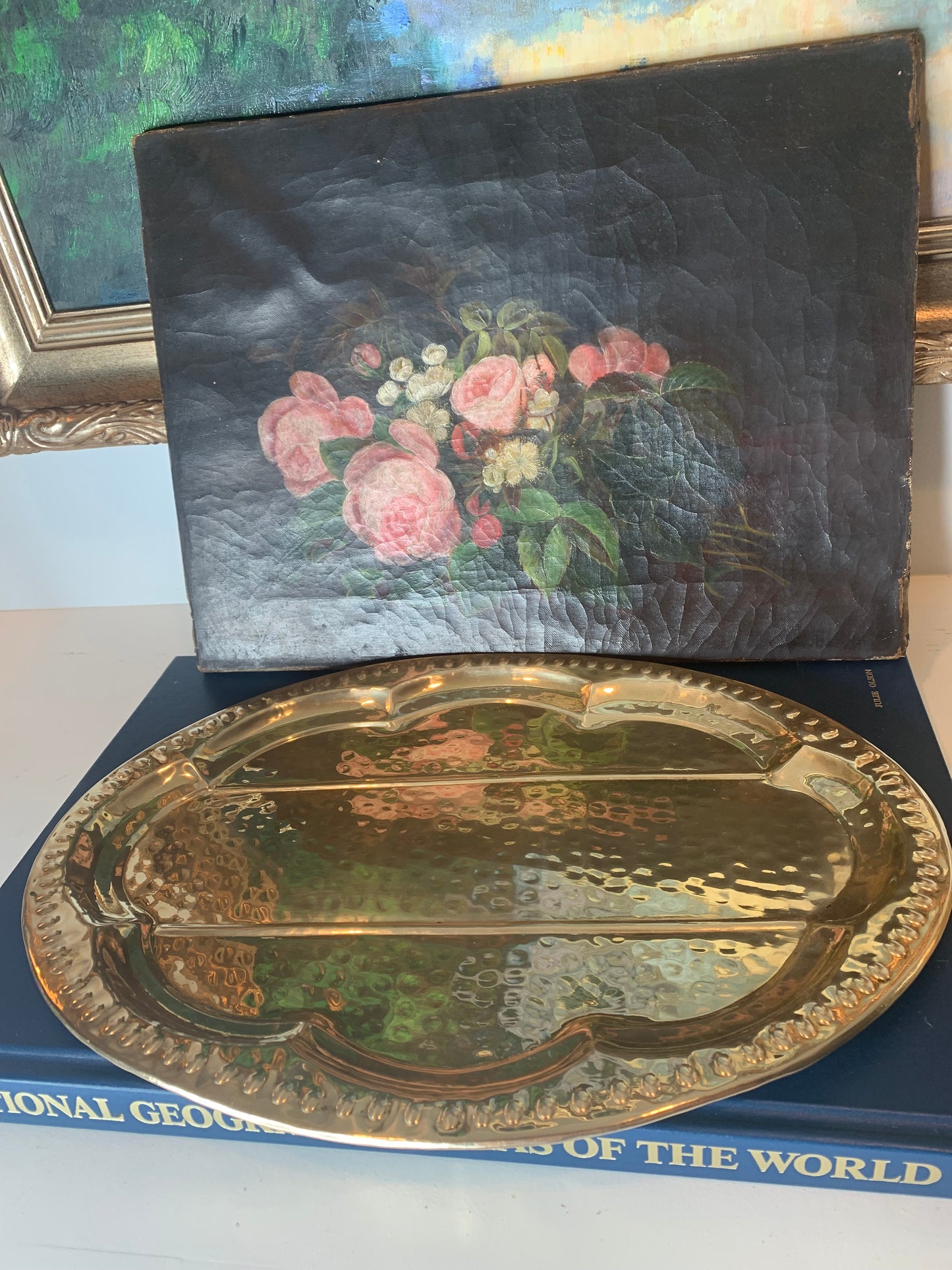 Large Hammered Brass Tray