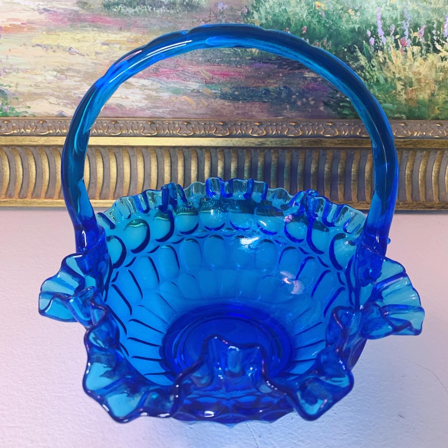 Fenton shop Glass Basket Blue