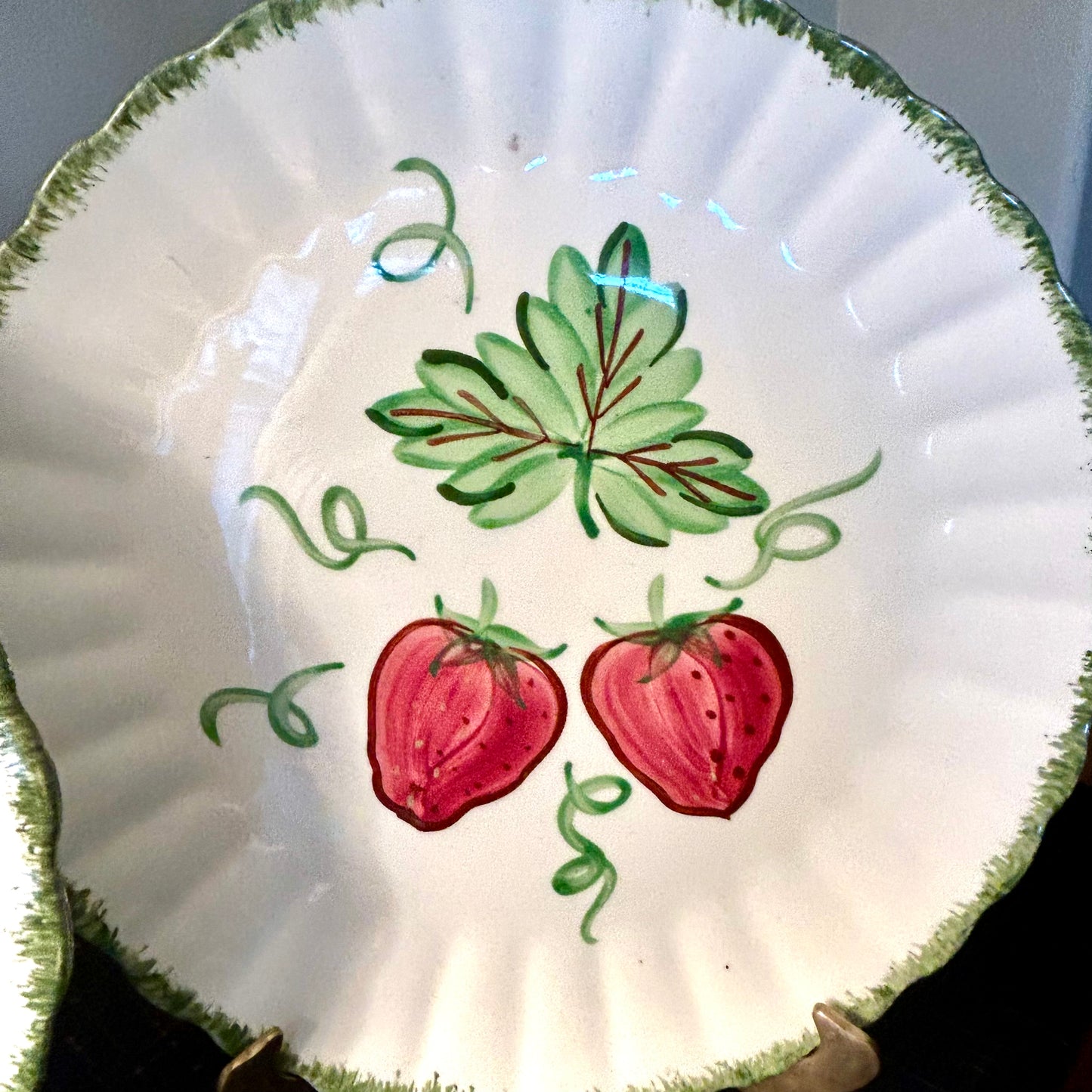 Set of two hand painted Strawberry serving platters