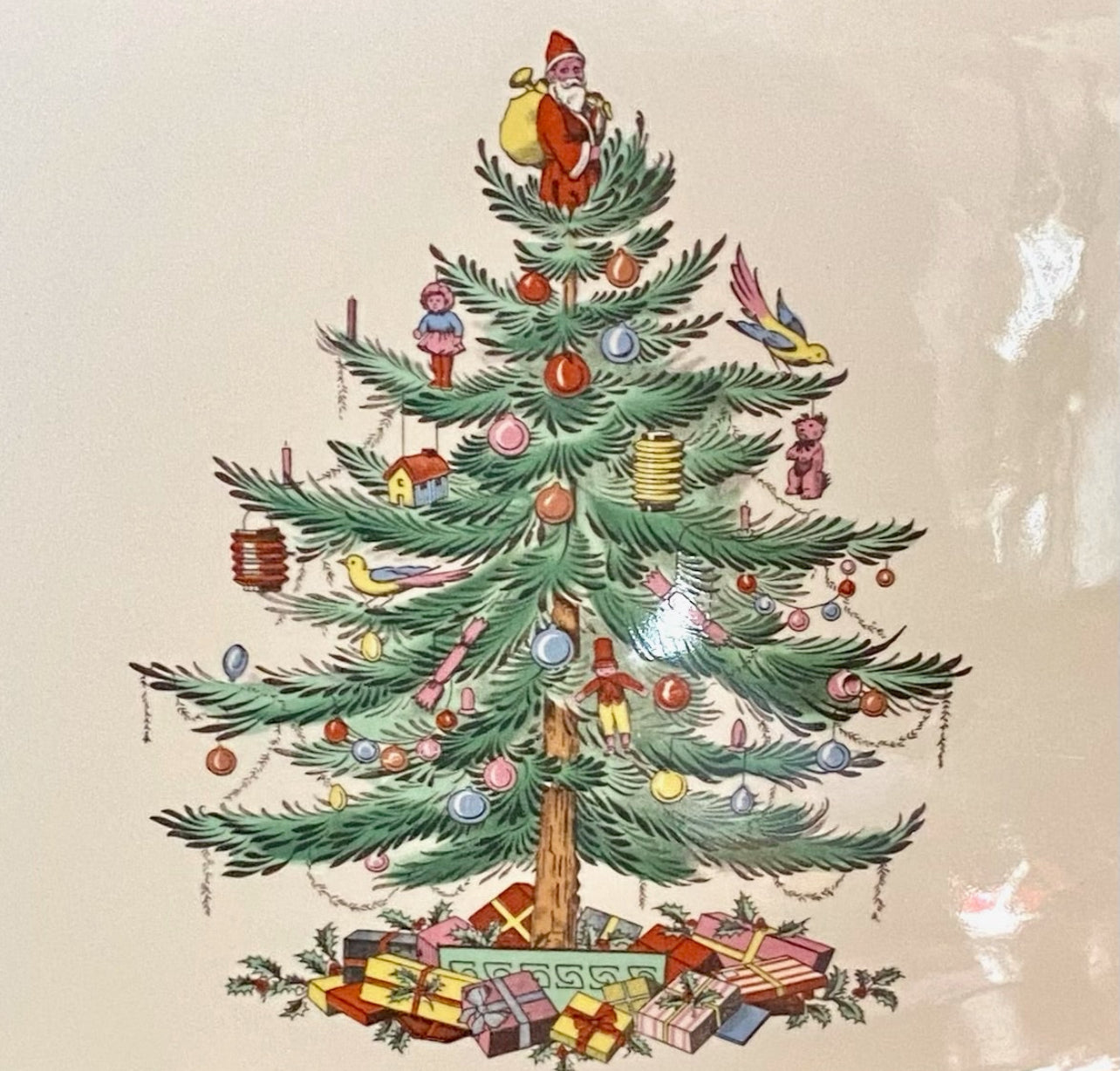 Massive Vintage Spode “Christmas Tree” large serving platter, 16x11”